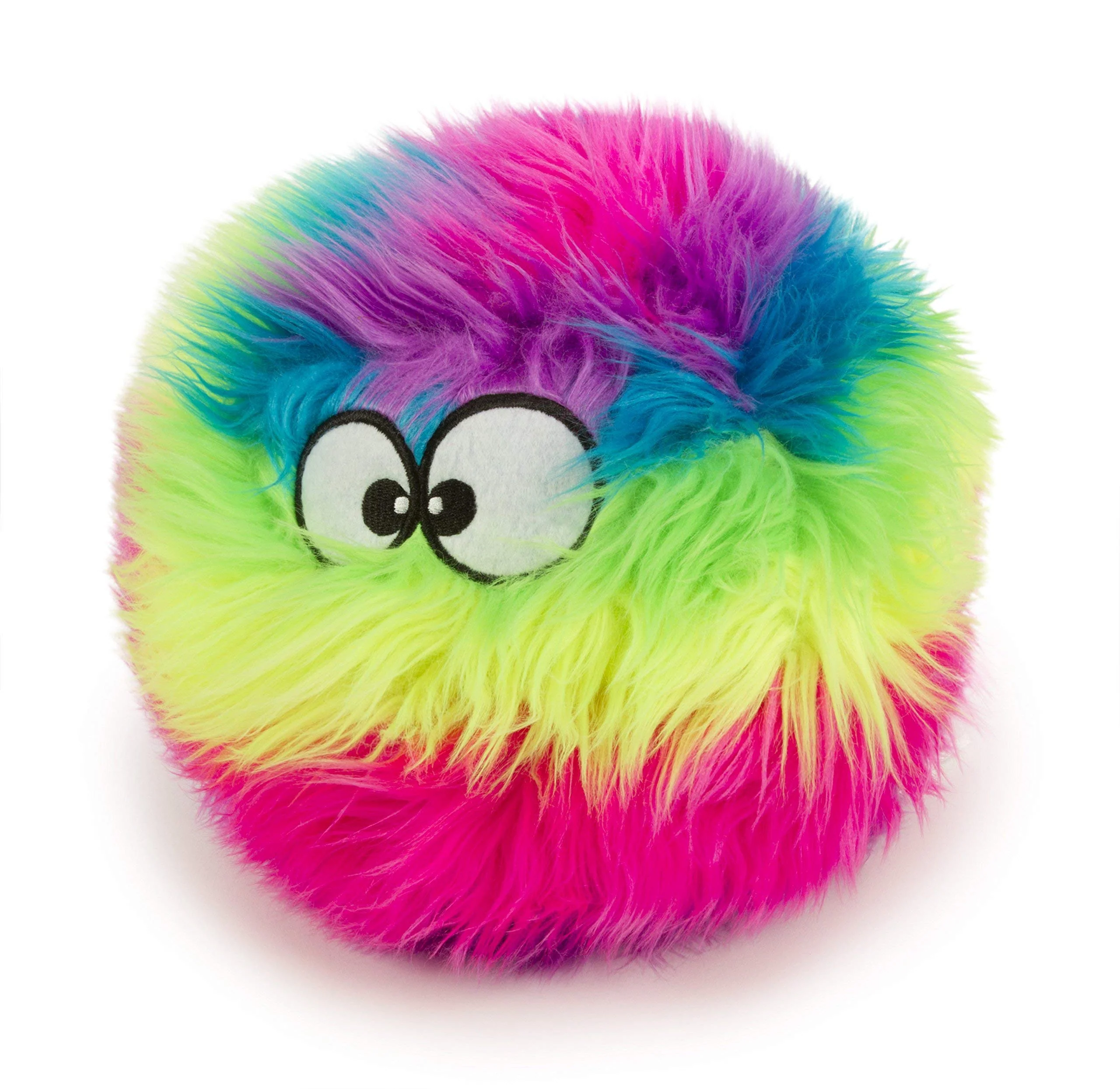 Safe goDog Furballz Squeaky Plush Ball Toy – Chew Guard Tech Rainbow Large High-End