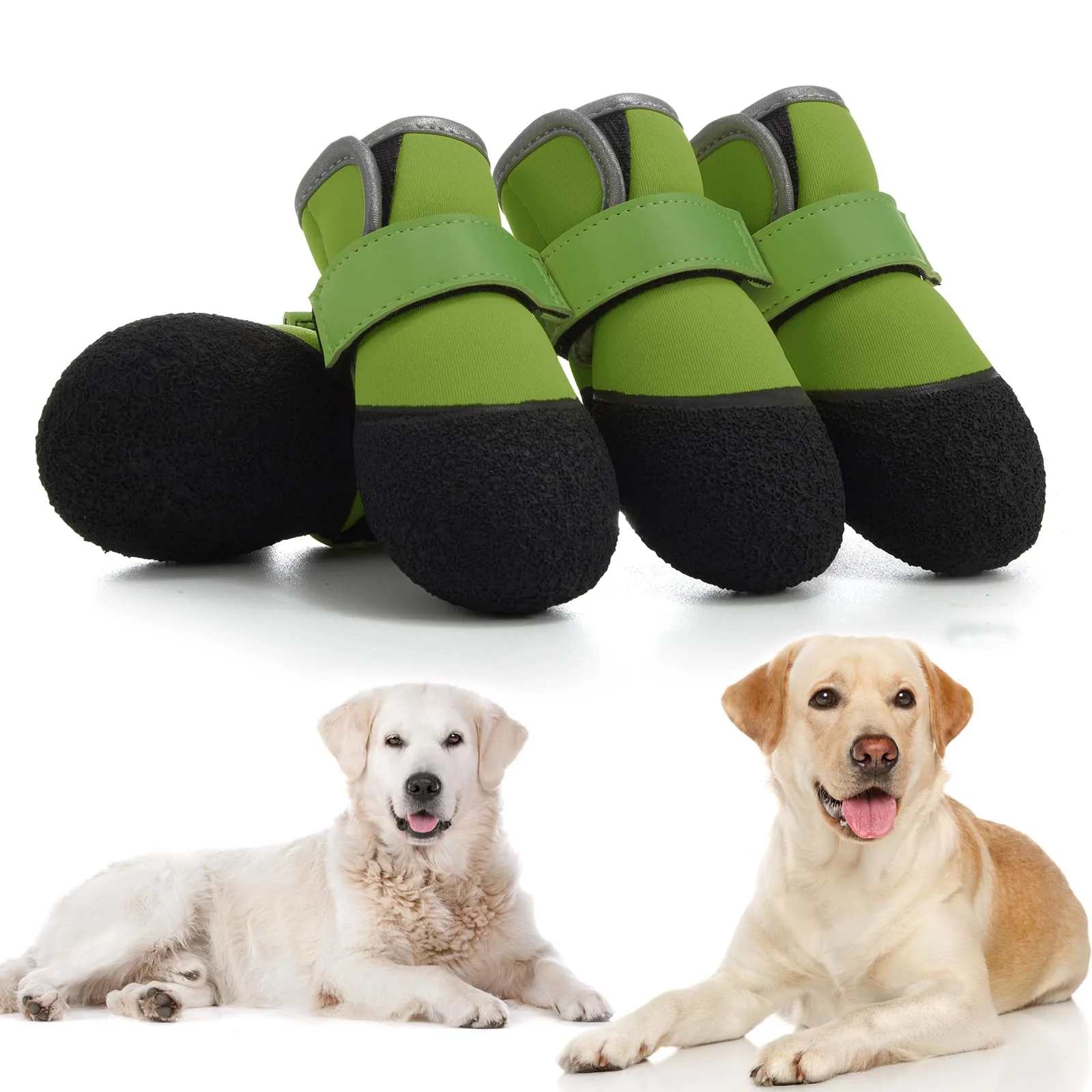 Expertly Made DOGOYS Dog Shoes – Non-Slip Waterproof Boots for Medium to Large Dogs Green – Rugged Sole Proven