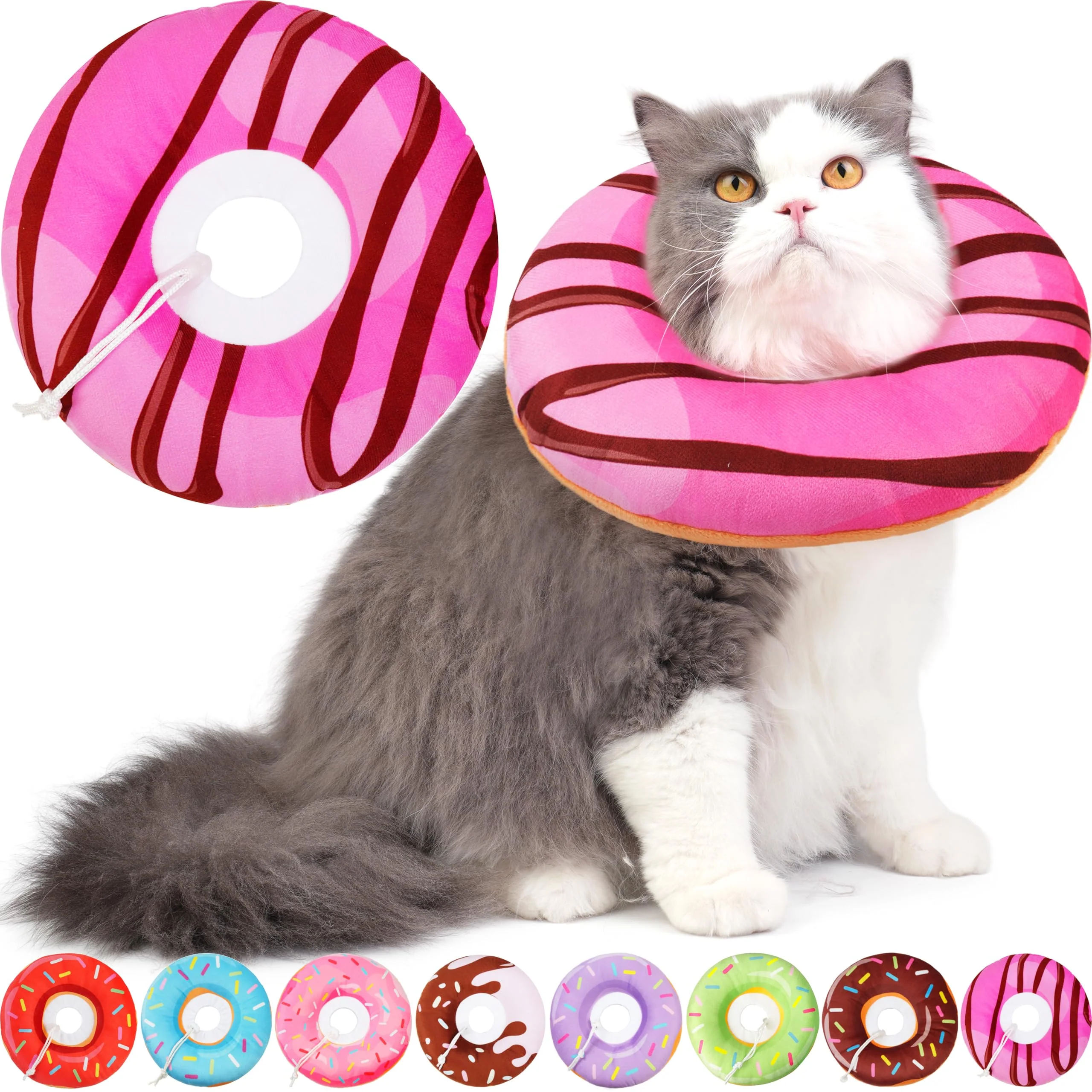 Relaxed Hpetppy Cat Donut Recovery Collar – Soft Adjustable Cone for Wound Care and Comfort Green
