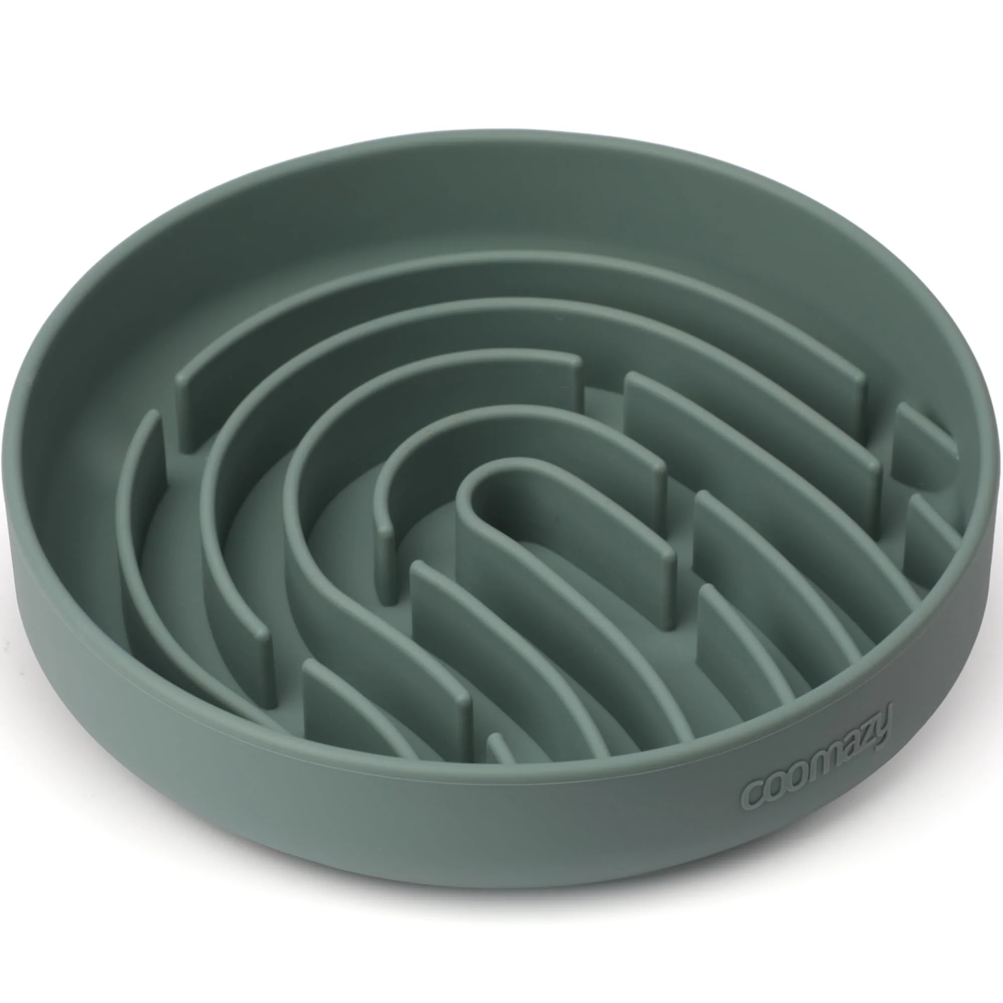 Flexible Coomazy Large Silicone Slow Feeder Dog Bowl – Interactive Puzzle Anti-Overeating Dark Green 3.2 Cup Natural