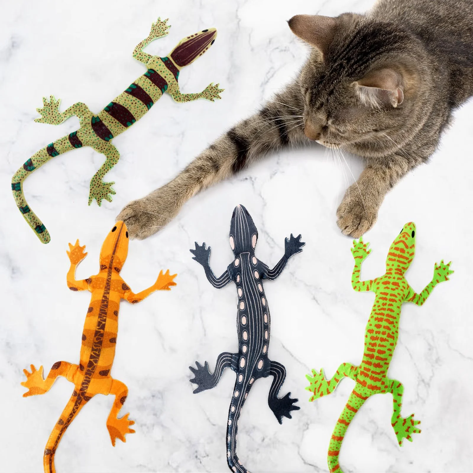 Certified CiyvoLyeen Lizard Catnip Toys – 4-Pack Interactive Plush Cat Toys for Indoor Cats Verified
