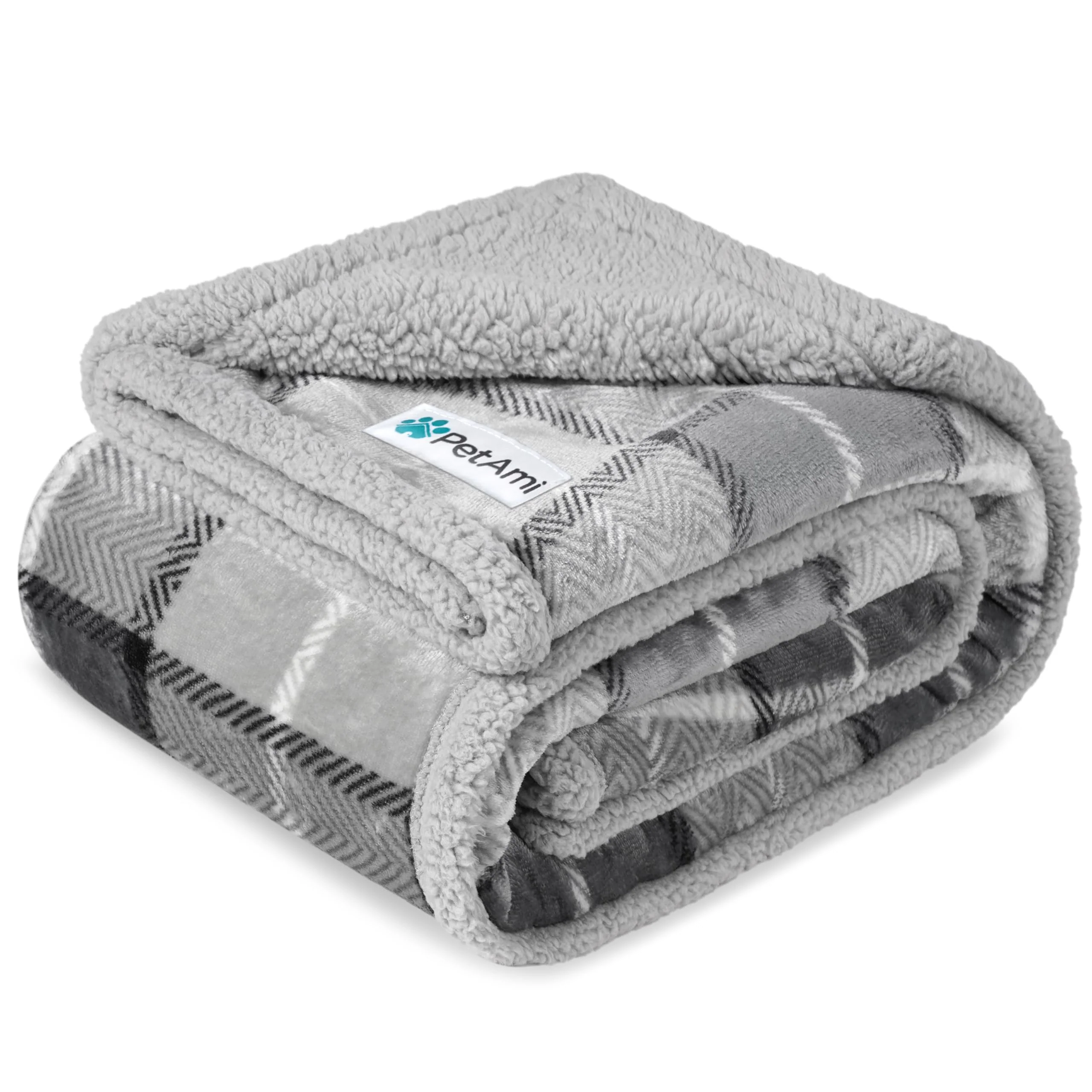 Durable PetAmi Waterproof Dog Blanket 29×40 Plaid Light Gray Leakproof Reversible Specialty