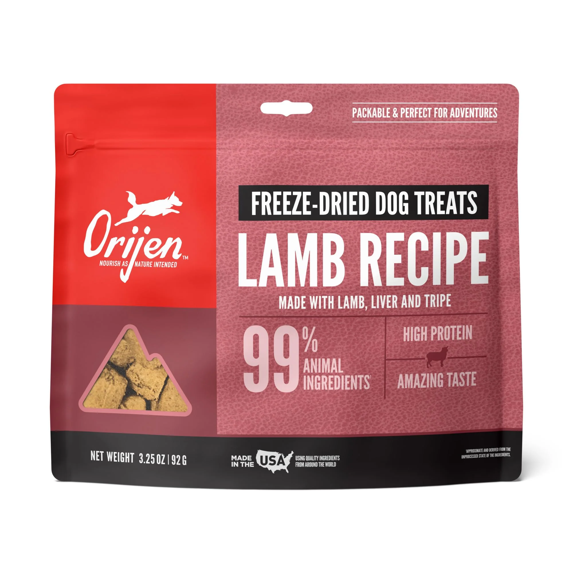 Solid ORIJEN Grain High Protein ze Dried Lamb Dog Treats – Grass Fed Lamb Recipe 3.25oz World-Class