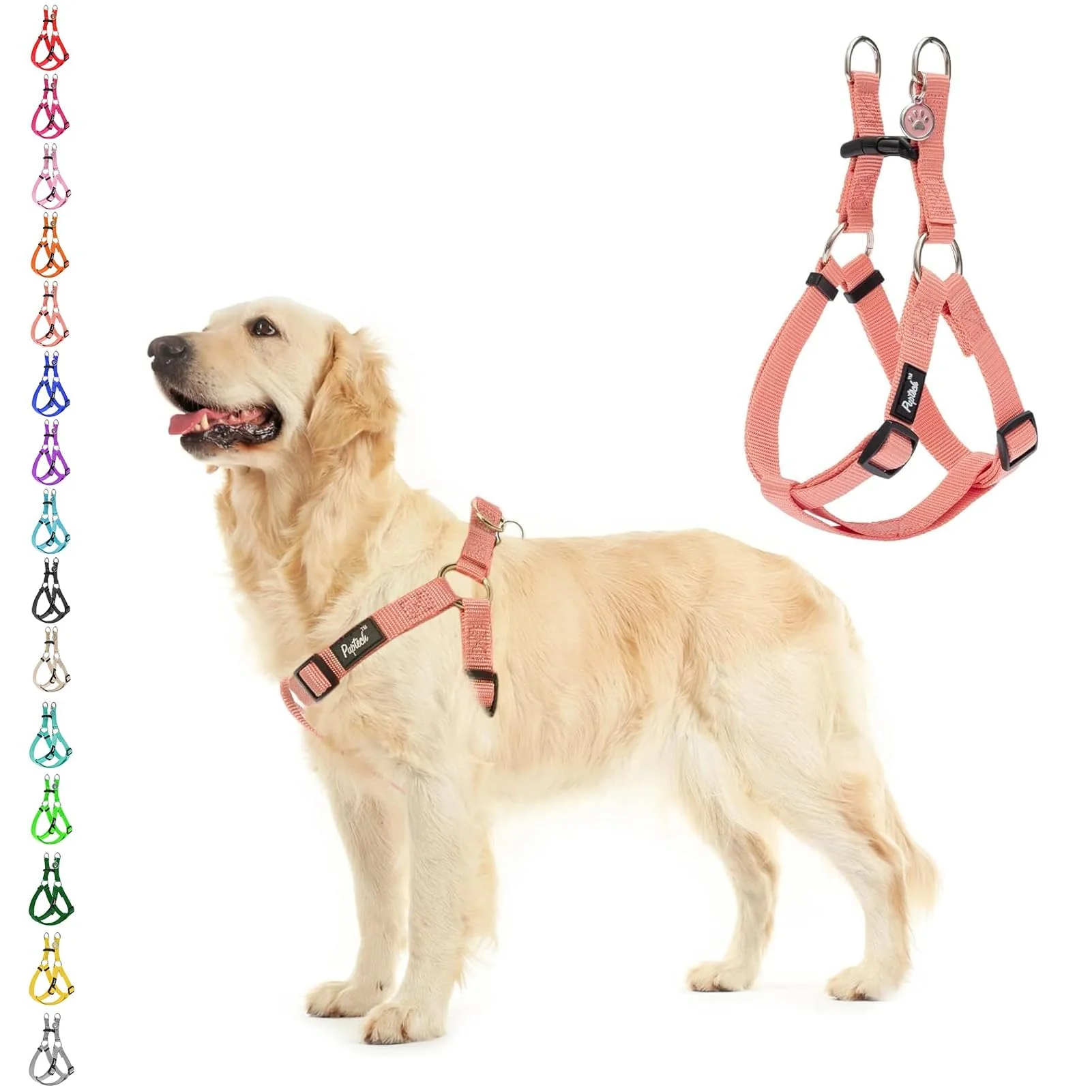 Secure PUPTECK No Pull Dog Harness – Light Coral Soft Adjustable Step-In Nylon Vest Trusted