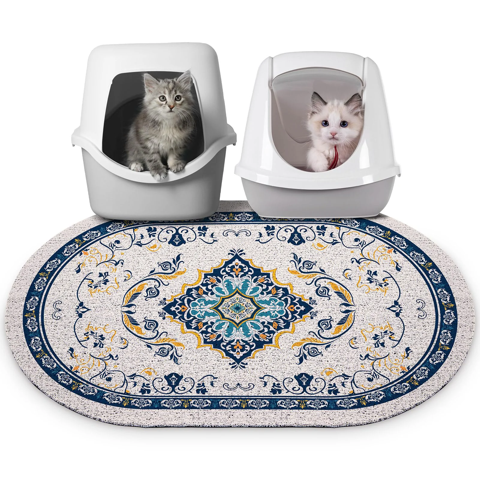 Excellent Bienbee Cat Litter Mat 33×22 in – Large Non-Slip Waterproof Easy-Clean Mat Blue Proven