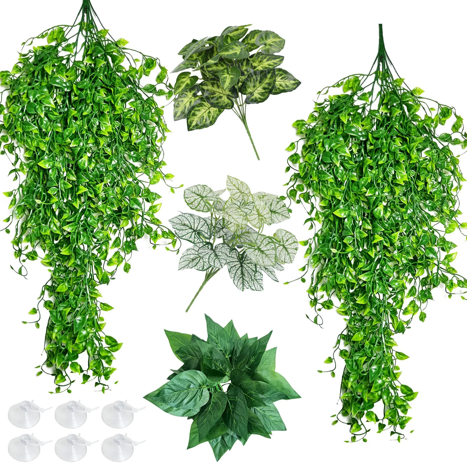 Official Hamiledyi Reptile Plants 5-Pcs Hanging Vines for Terrariums Bearded Dragon Gecko Crafted