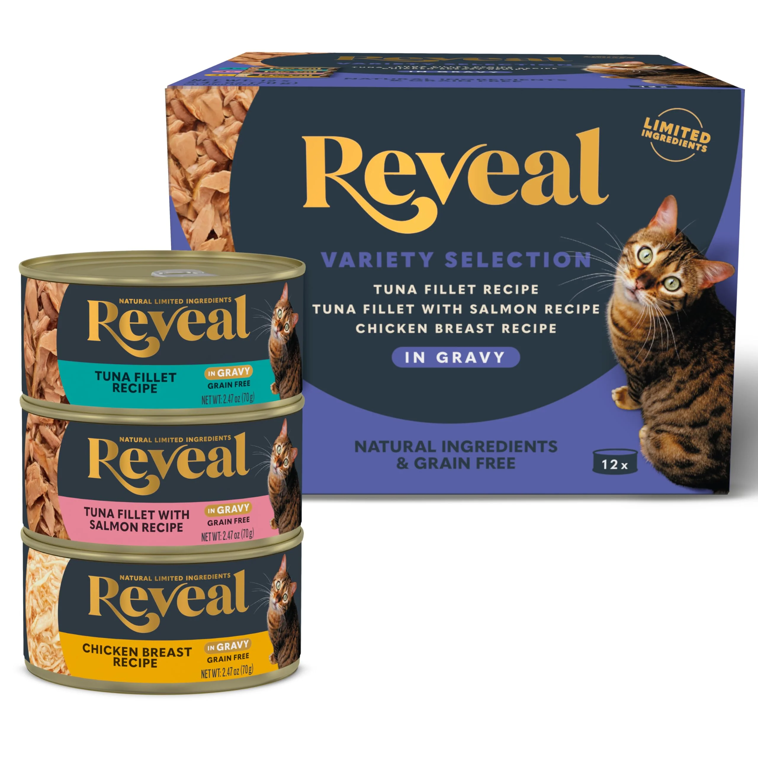 Sustainable Reveal Natural Wet Cat Food – Limited Ingredients Grain High Protein in Gravy 12 x 2.47 oz Cans Fashionable
