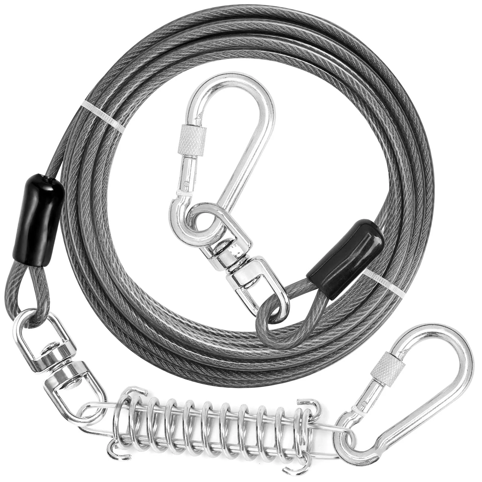 Lightweight jenico Dog Tie Out Cable — Heavy-Duty Runner Leash with Swivel Hook 10–150 ft Reliable
