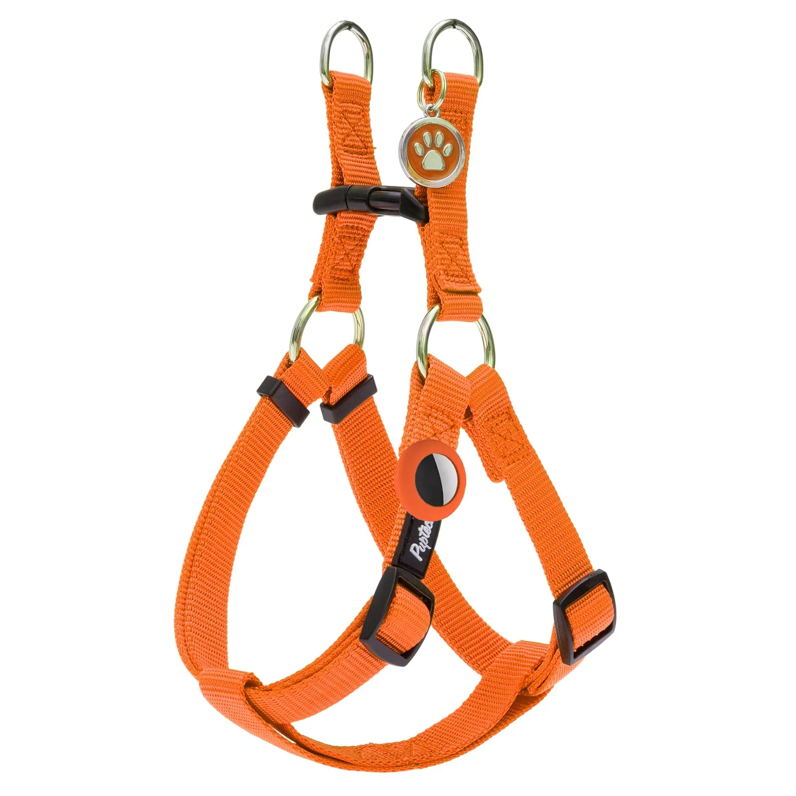 Crafted PUPTECK No Pull Dog Harness Soft Nylon Step-In Vest Orange Size S with ID Tag Next-Generation