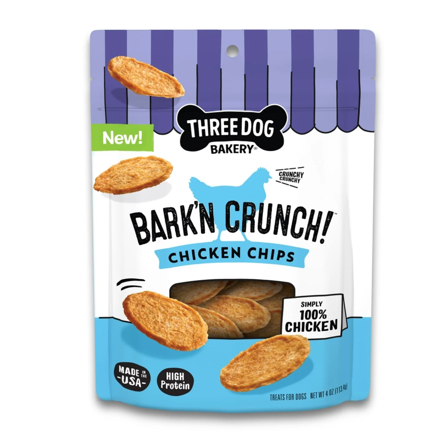 Soft Three Dog Bakery Bark N Crunch Chicken Chips 4oz VisaMastercardMaestroApple PayDiscoverShop Pay Natural