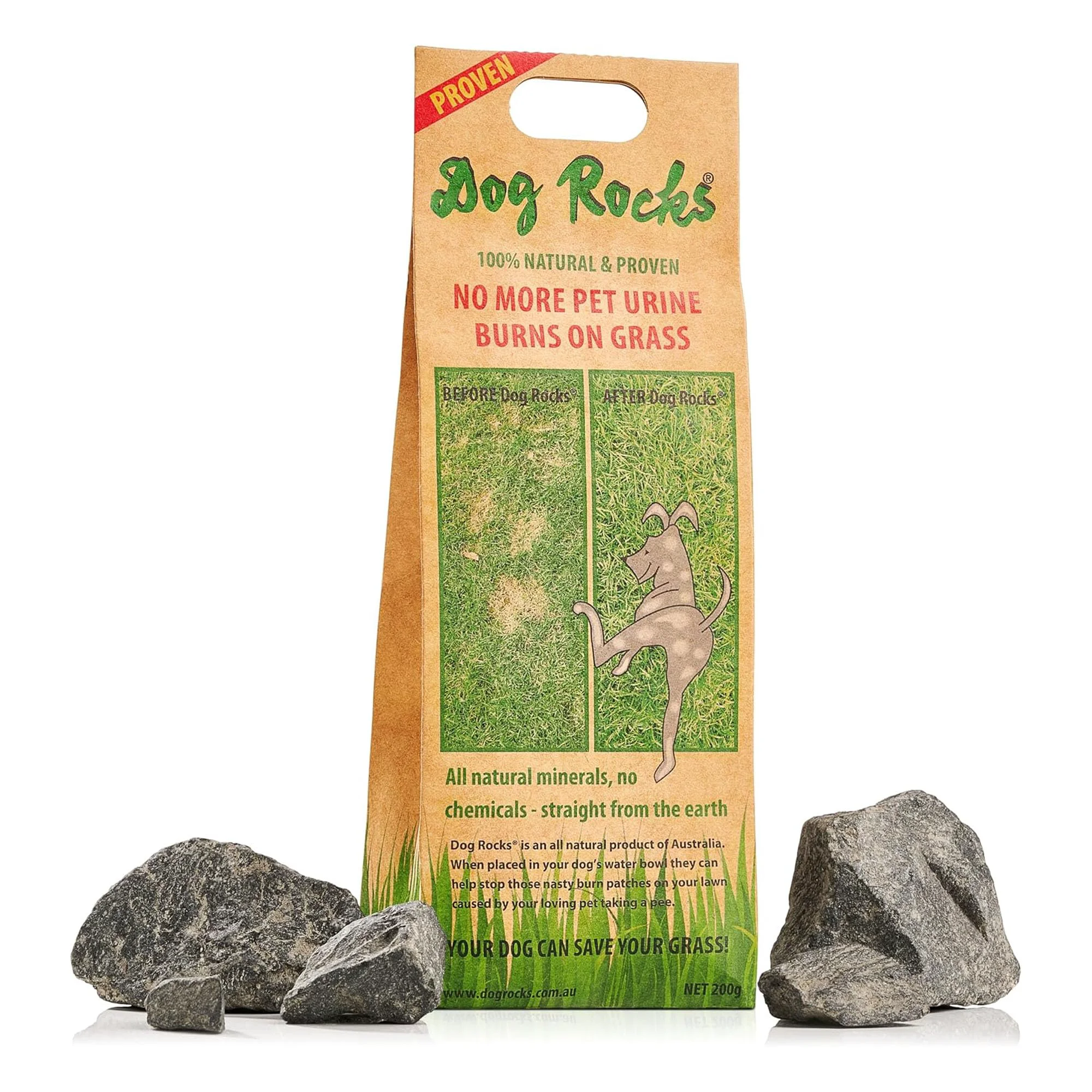 Clean Dog Rocks 200g – Natural Lawn Saver for Urine Burn on Grass Artisan