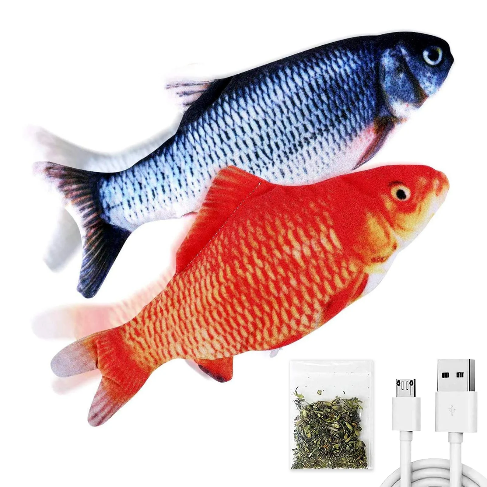 Optimized TOOGE 2-Pack 9-inch Floppy Fish Cat Toys with SilverVine Catnip – USB Chargeable Luxury