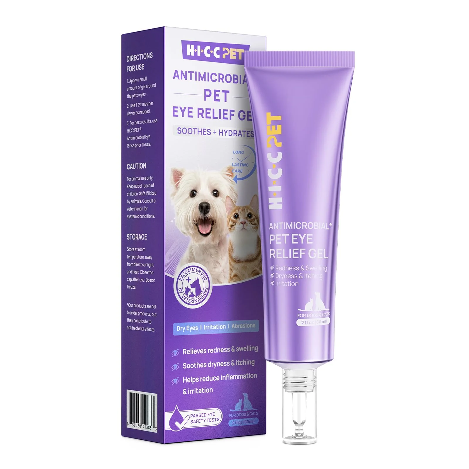 Optimized HICC PET Eye Relief Gel – Vet- Eye Care Dogs Cats Horses 2 oz Original