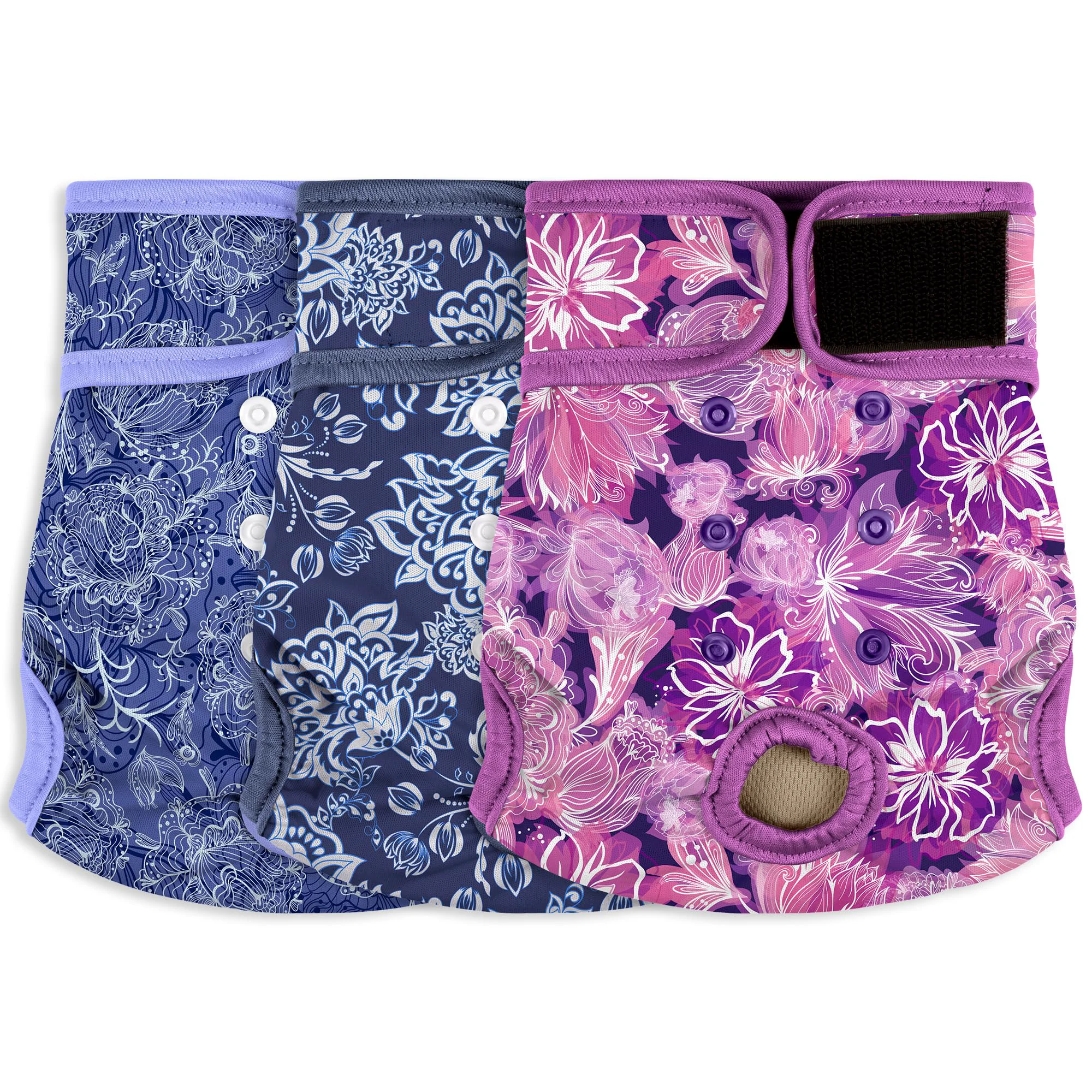 Genuine Grecle Female Dog Diapers – Premium Reusable Diapers for Doggie in Heat – Highly Absorbent with Adjustable Snaps Butterfly Size L Soft