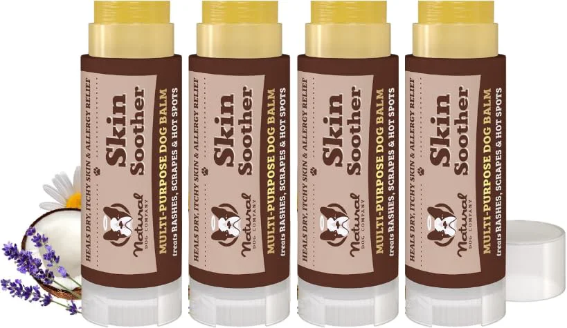 Professional Natural Dog Company Skin Soother Travel Stick 4 Pack – Pocket-Size Dog Skin Balms High-Performance