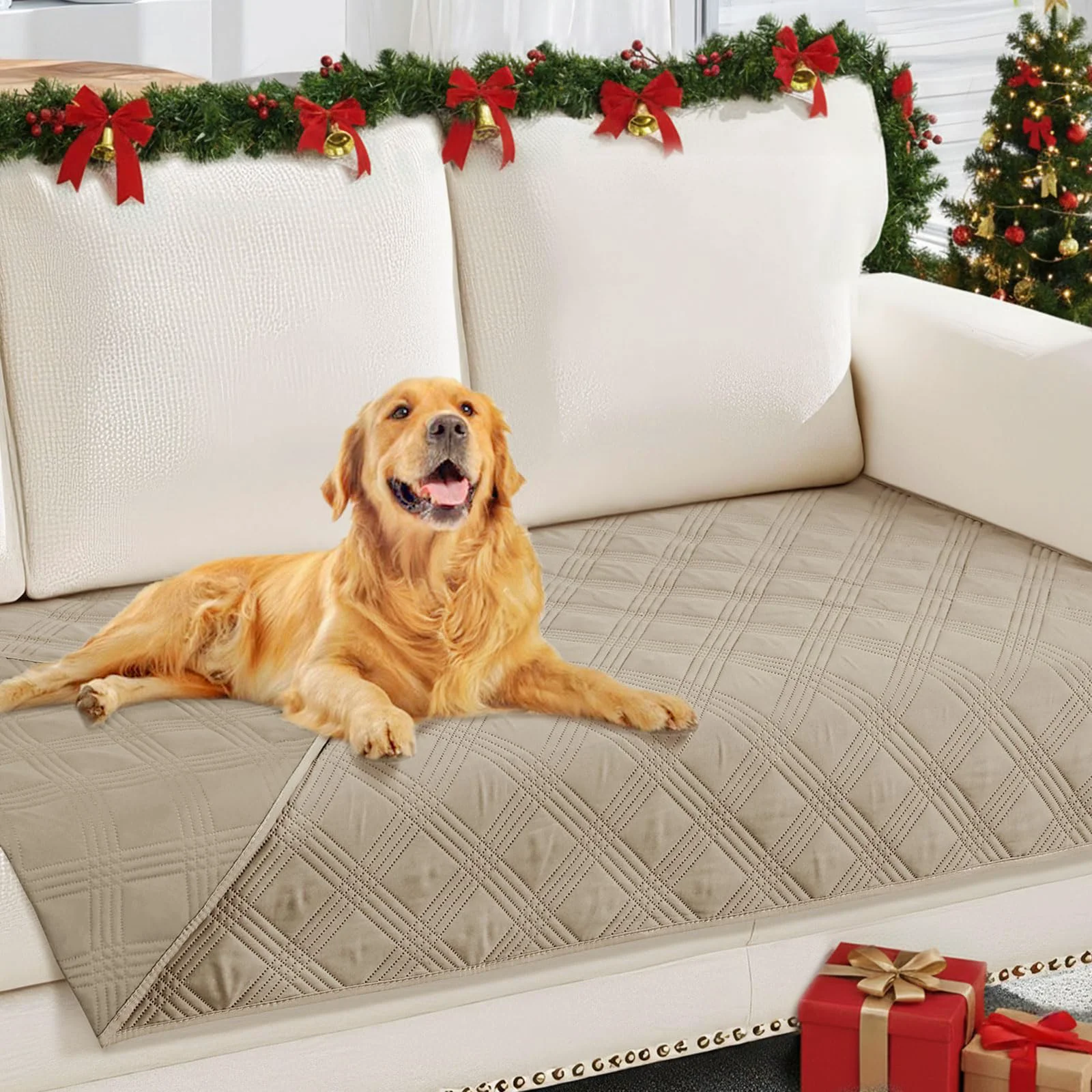 Prestigious hyha Waterproof Dog Blanket – Reversible 30x70in Sofa Cover for Pets Washable Furniture Protector Taupe Professional