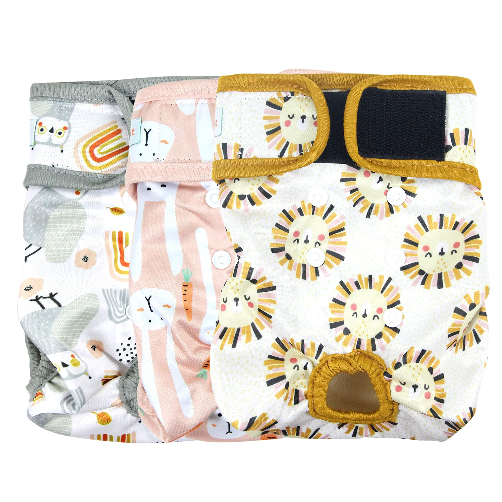 Superior Langsprit Washable Female Dog Diapers 3 Pack — Reusable Absorbent Diapers for Heat Incontinence and Travel Secure