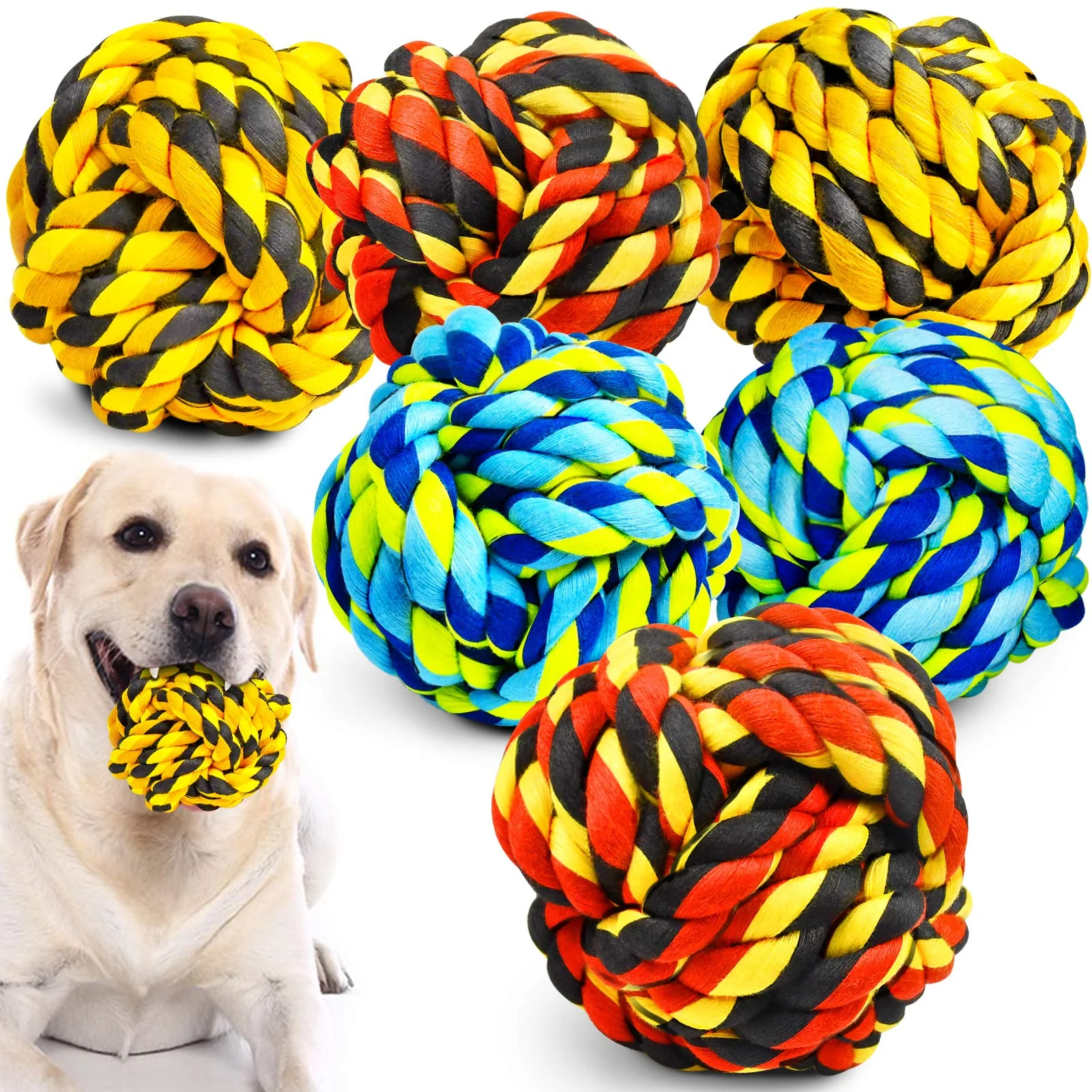 Stylish SHARLOVY Indestructible Rope Dog Toys for Aggressive Chewers – 6 Pack Consistent