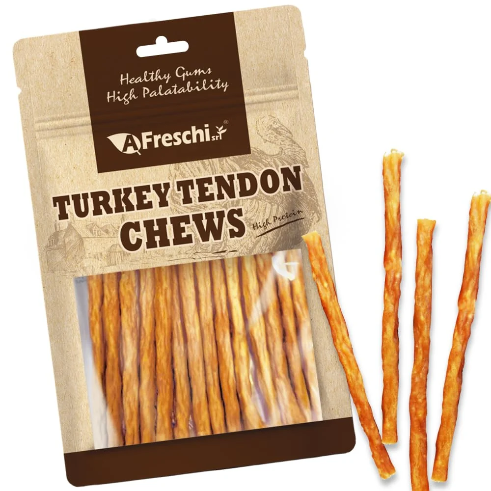 Carefully Designed AFreschi Turkey Tendons for Dogs — USA-Sourced Rawhide- Treats Sophisticated