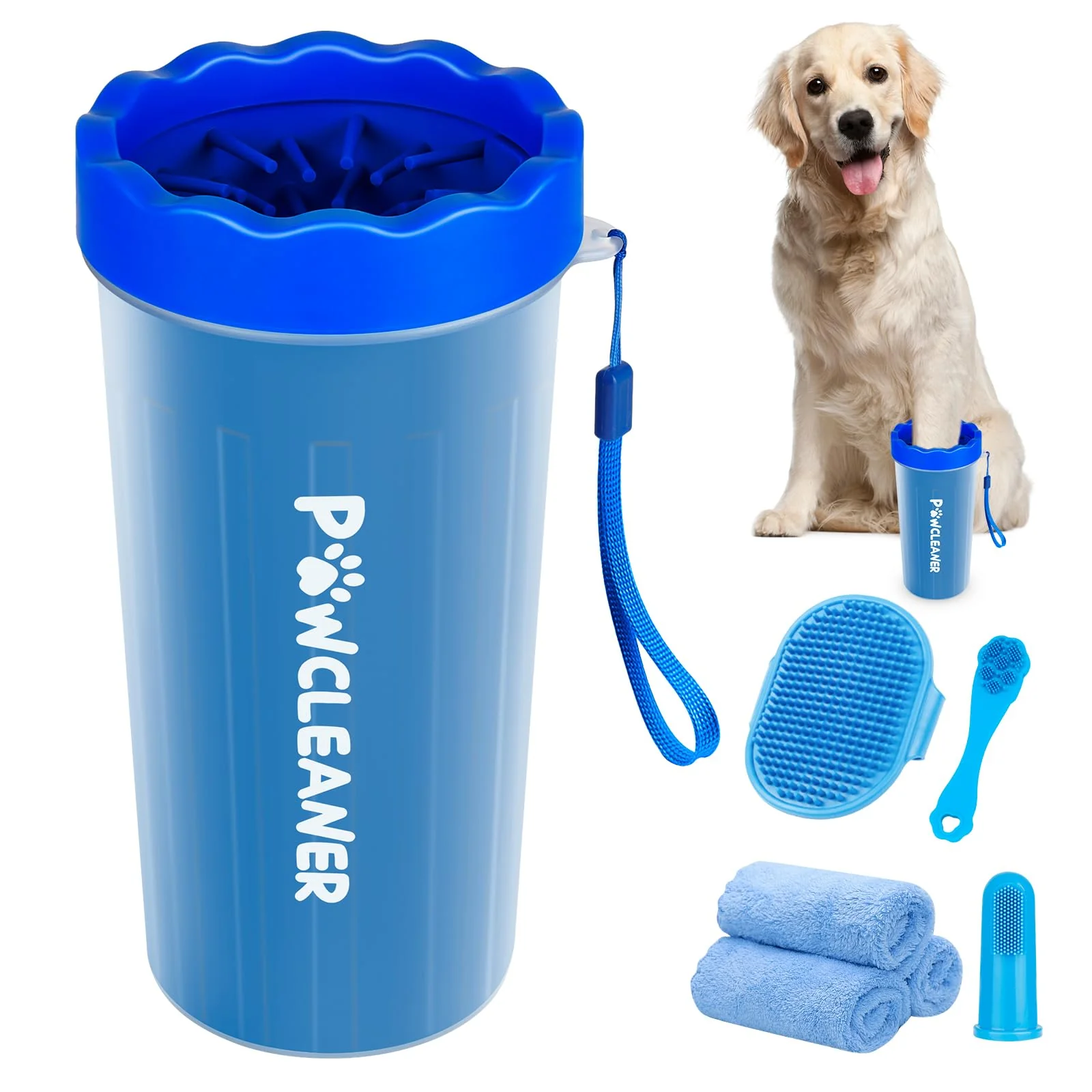 Pure Comotech Professional 7-in-1 Dog Paw Cleaner – Large Navy Fits Paws 2.5–3.5 in Detailed