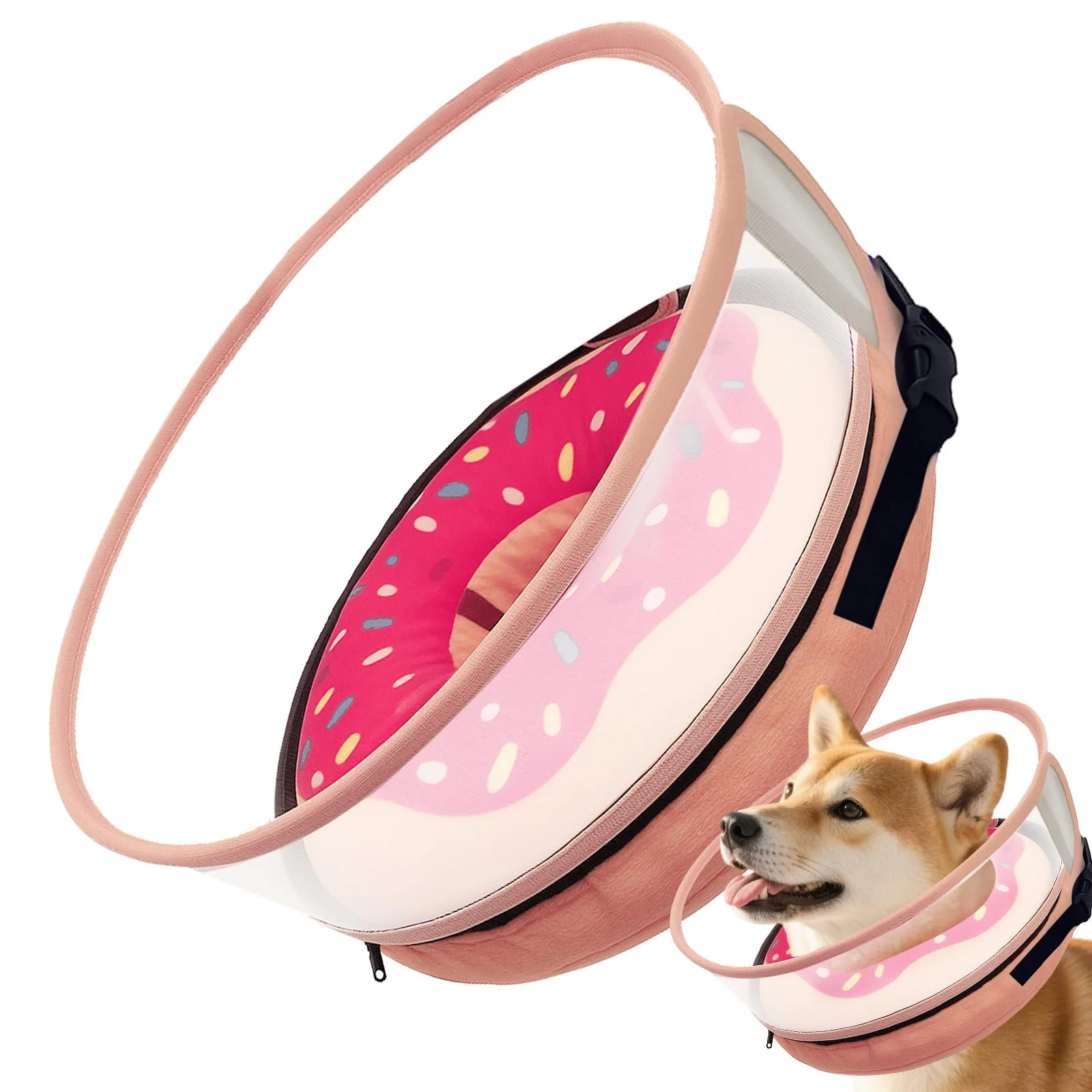 Enhanced Furrtripsy Inflatable Dog Cone Collar with Detachable Shield – Soft Lightweight Recovery Donut Pink L Top-Quality