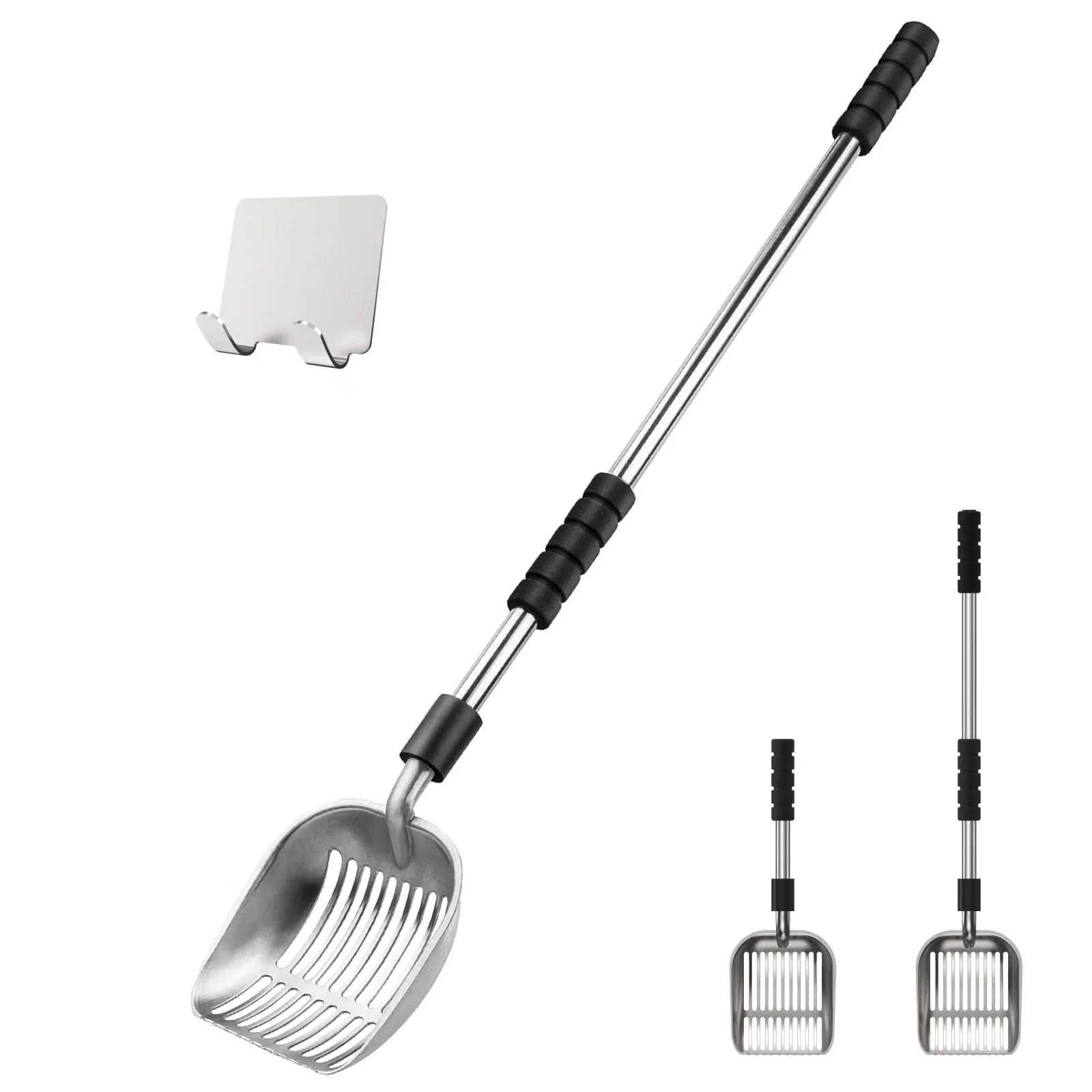 Organic Depets Cat Litter Scoop — Deep Shovel Adjustable Long Handle Foam Grip Dependable