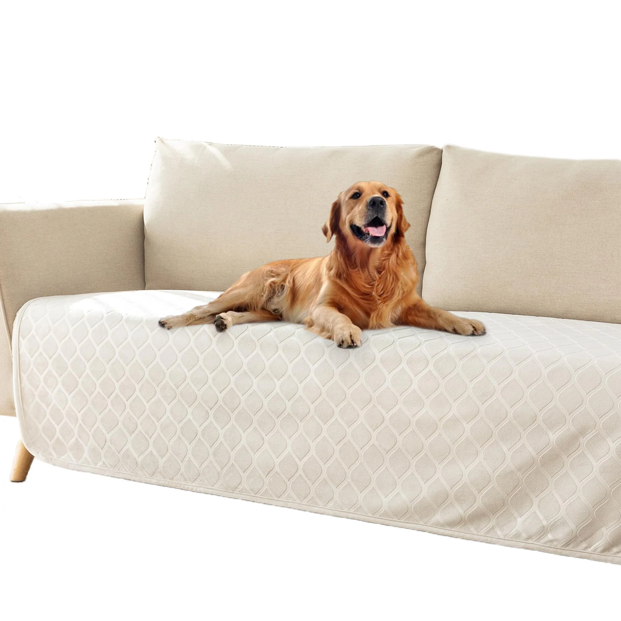 Fast Fuguitex Waterproof Dog Blanket Cover 30×70 Cream Sand Crystal Velvet Moroccan Plush Clean