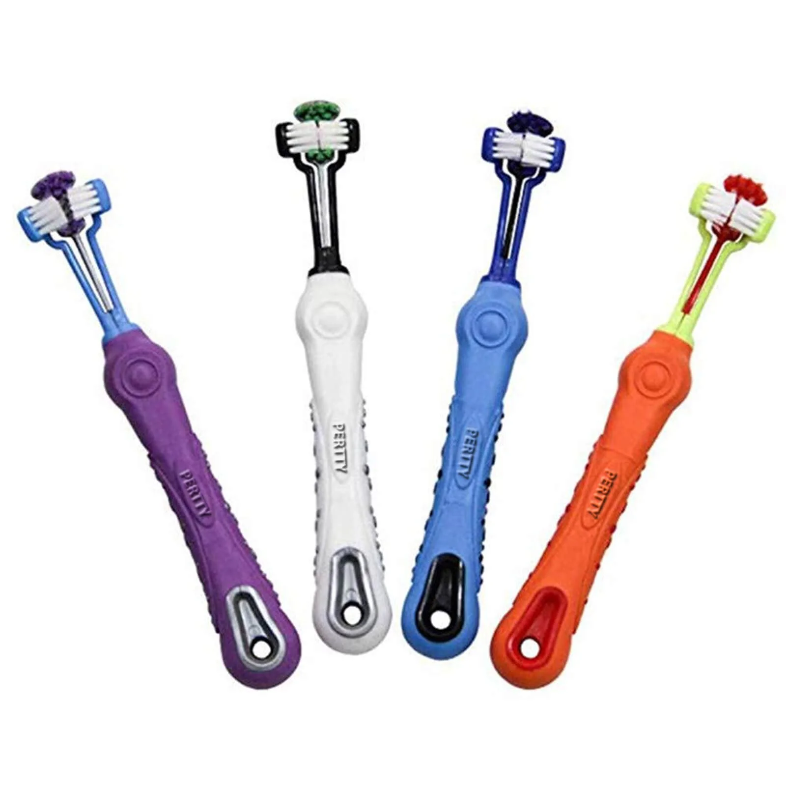 Classic Orgrimmar 4 Pcs Three-Sided Pet Toothbrush for Dogs Cats – Easy Dental Care Green