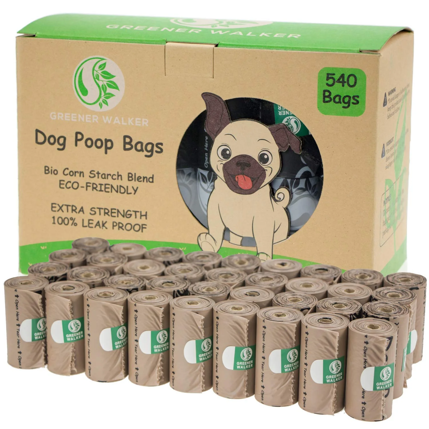 Sophisticated GREENER WALKER Poop Bags – Extra Thick Leak-Proof 540-Bag Pack Brown Functional