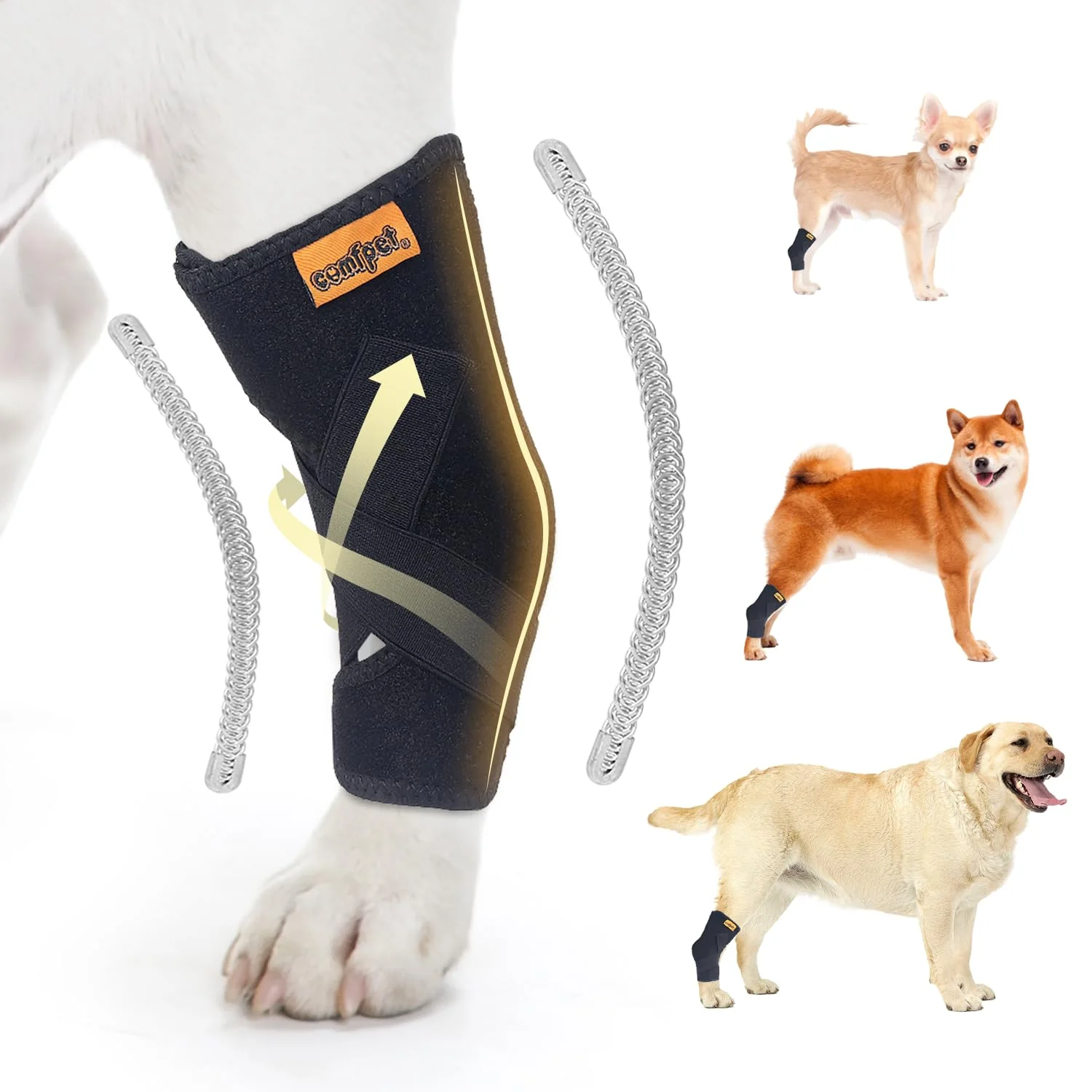 Breathable COMFPET Dog Hock Brace for Medium Dogs 15-40 lbs – Adjustable Hind Leg Support Size M Efficient
