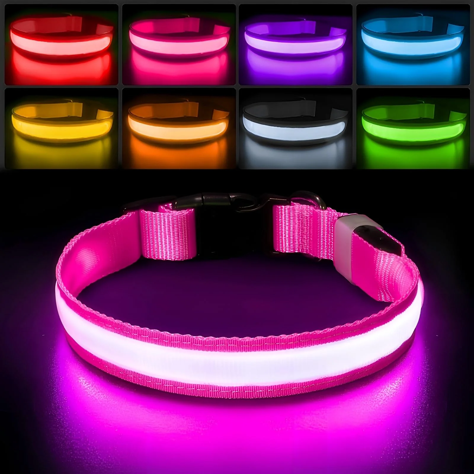 Stylish PcEoTllar Light Up Dog Collar – RGB LED Rechargeable Waterproof Classic