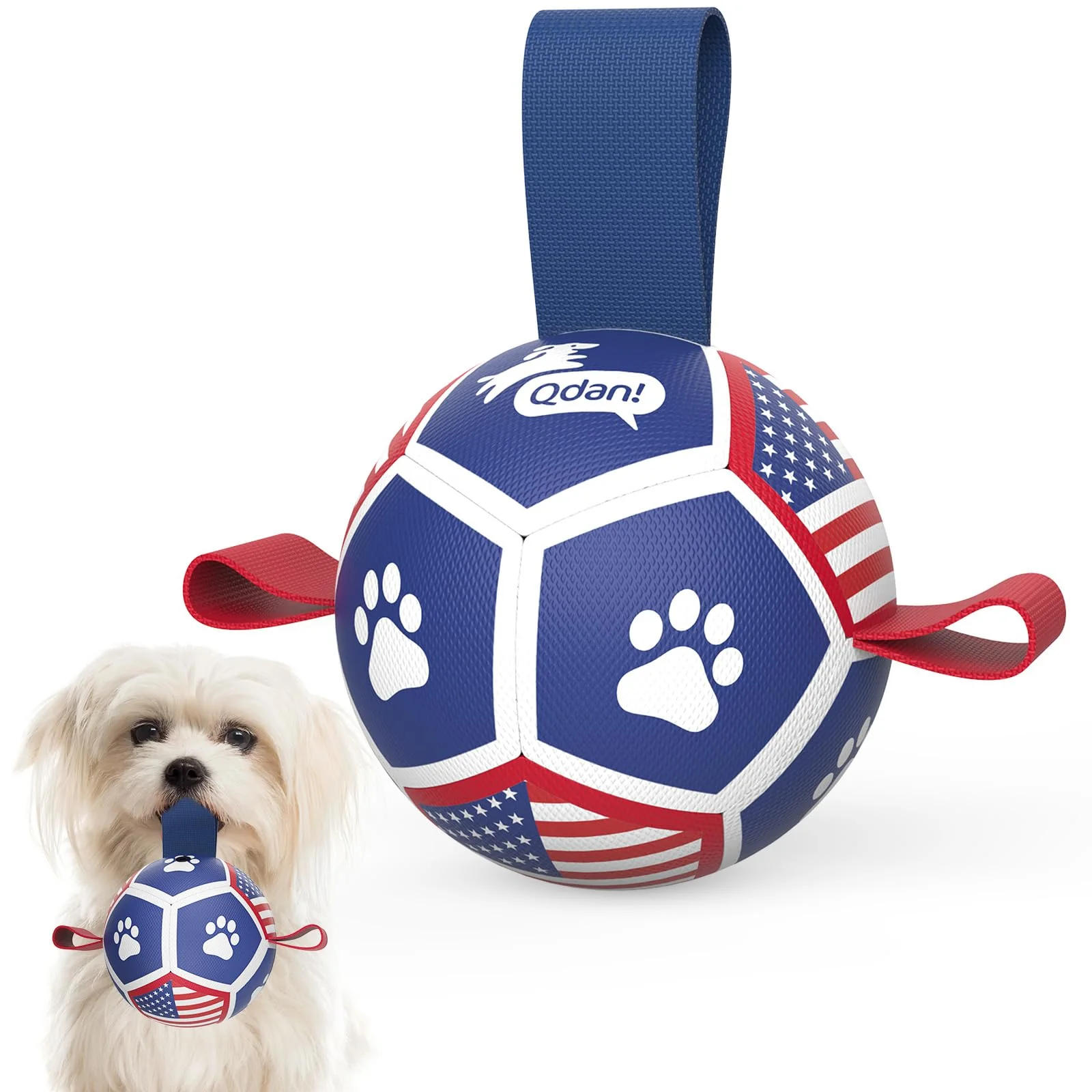 World-Class QDAN Puppy Balls — 3.5 inch Small Dog Soccer Ball with Straps Contemporary