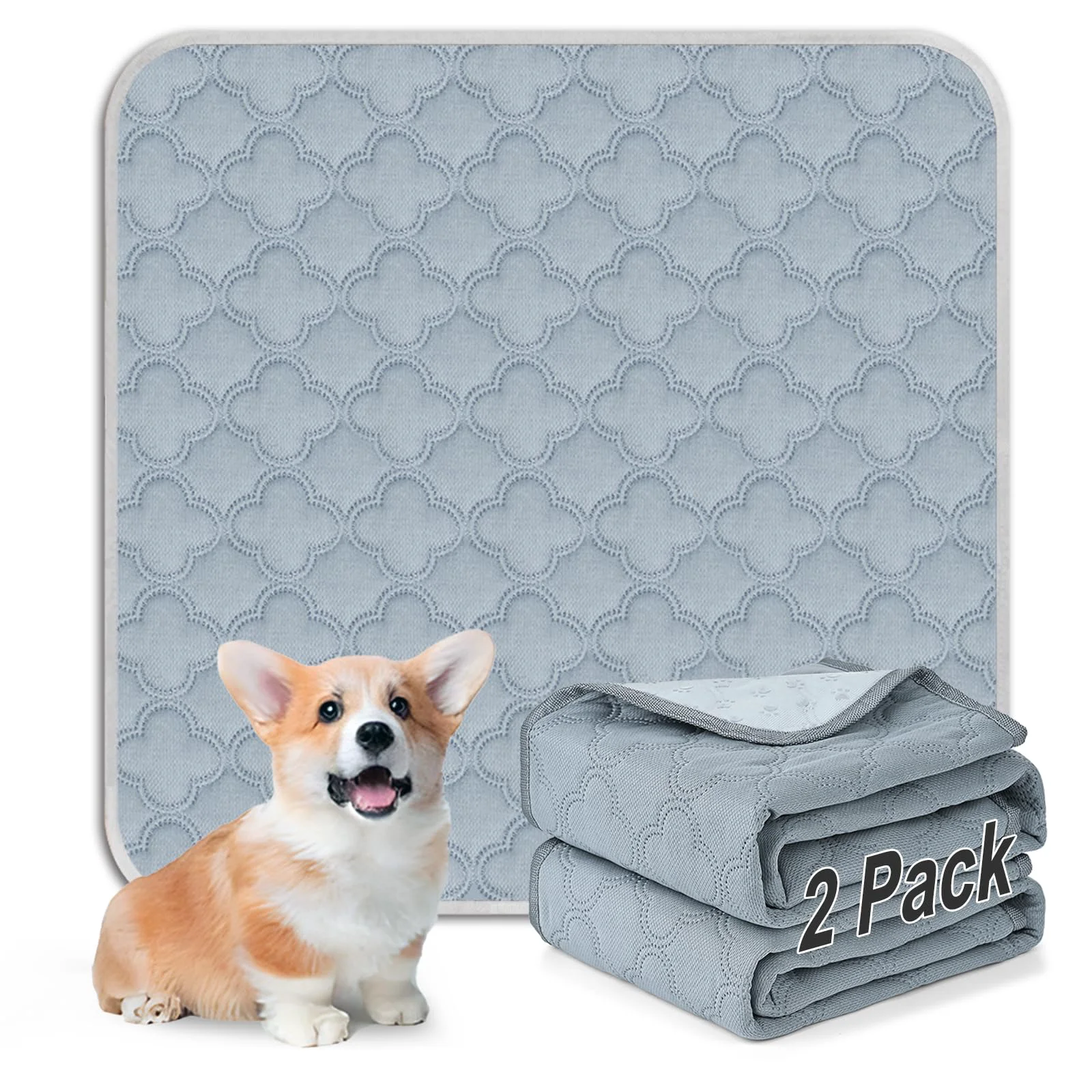 Sustainable FunFurry Washable Dog Pee Pads 24×24 — Reusable Waterproof Non-Slip Backing 2 Pack Casual