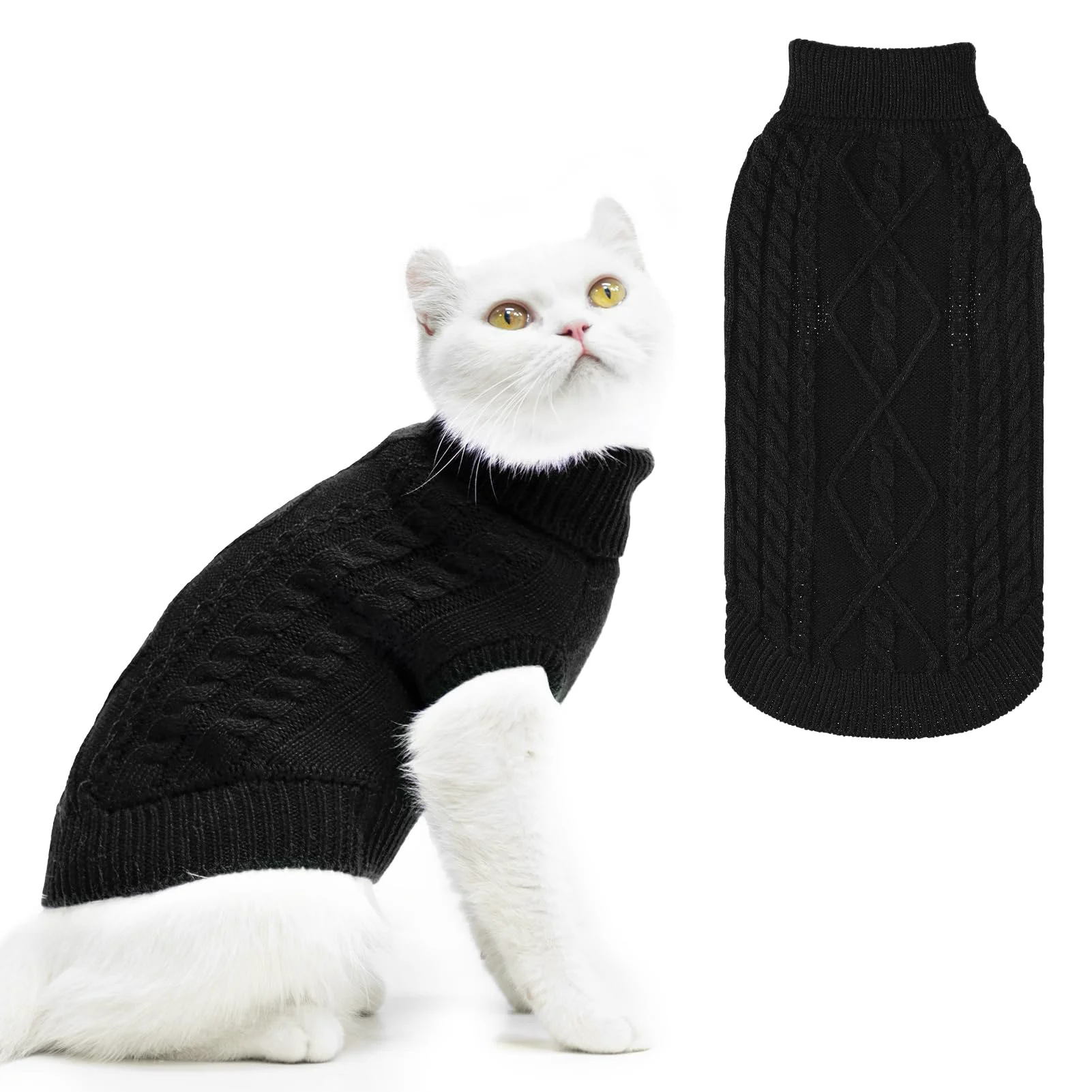 Crafted PUPTECK Winter Cat Sweater Coat – Soft Warm Knitwear for Kittens Small Dogs Organic