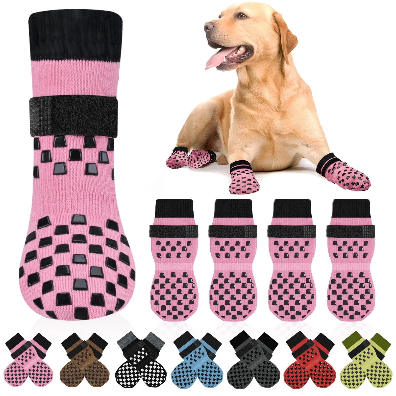 Proven AIEDOULER Non Slip Dog Socks – Pink XL Anti-Slip Paw Grippers for Senior Dogs High-End