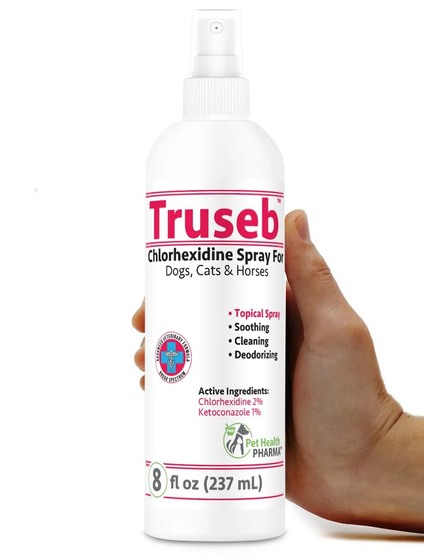 Specialty Truseb All-Natural Chlorhexidine Ketoconazole Spray for Dogs Cats Horses – 8 oz Pet Health Pharma Contemporary