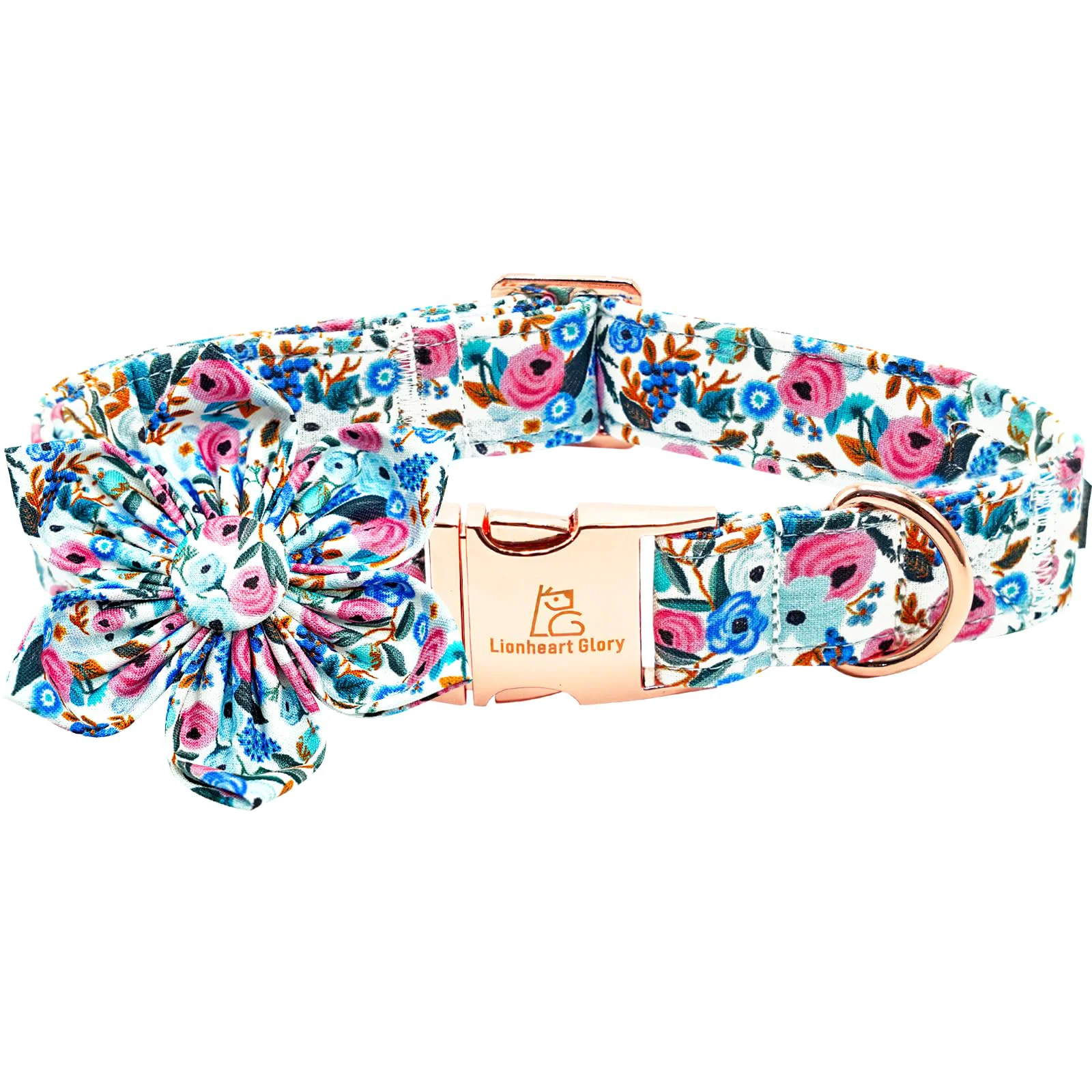 Crafted Lionheart Glory Floral Dog Collar – Soft Cotton Adjustable Durable for Medium Dogs Pure