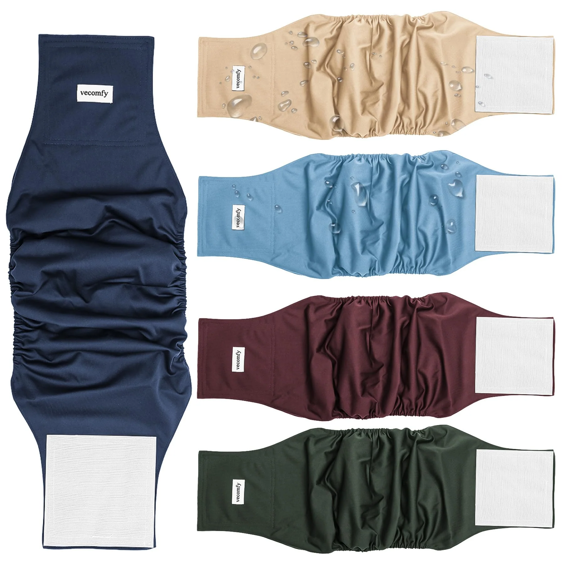 Organic Vecomfy Belly Bands for Male Dogs 5 Pack — Premium Washable Small Dog Belly Wraps XS Original Design