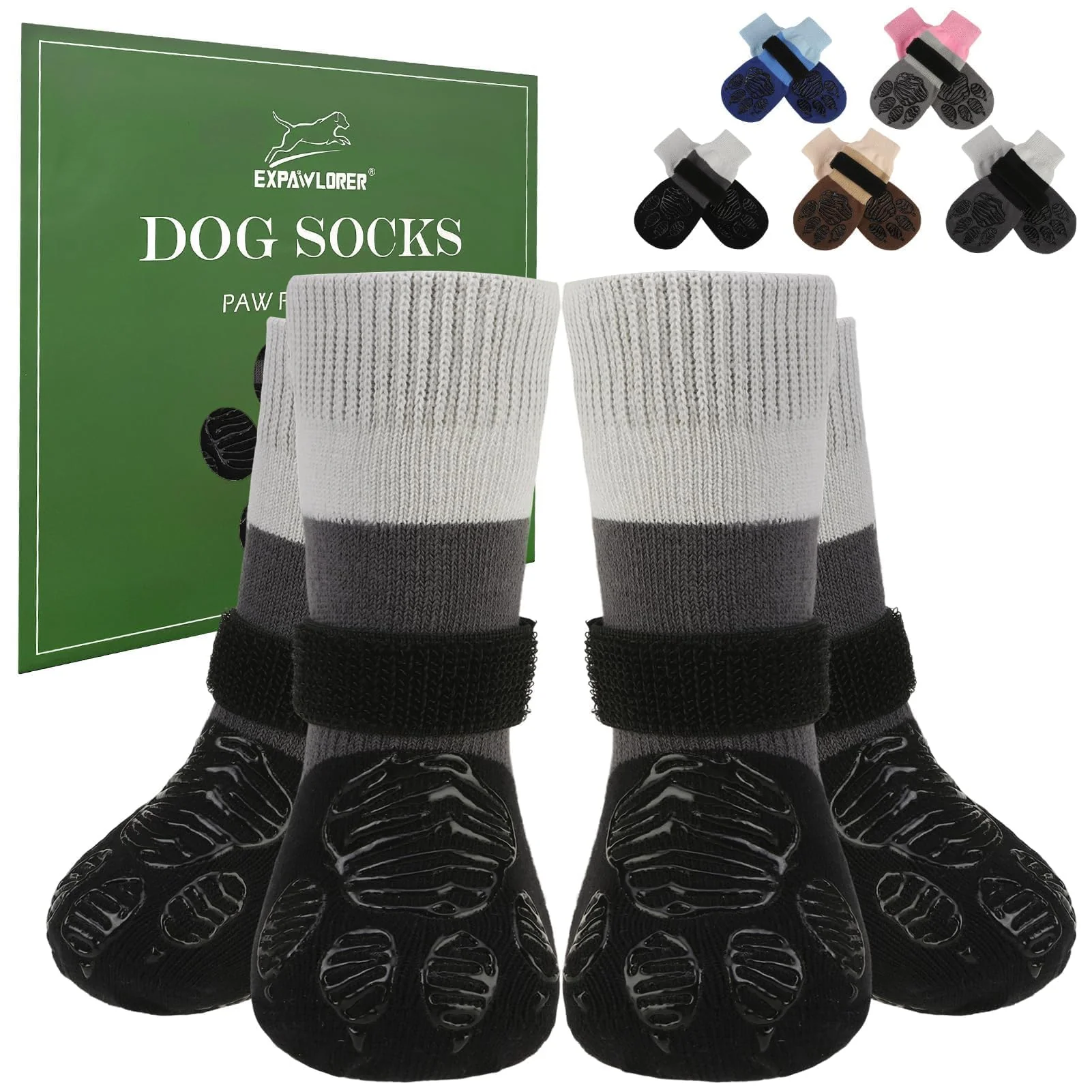 Classic EXPAWLORER Anti Slip Dog Socks Paw Protection for Cold Winter Hardwood Floors Original Design