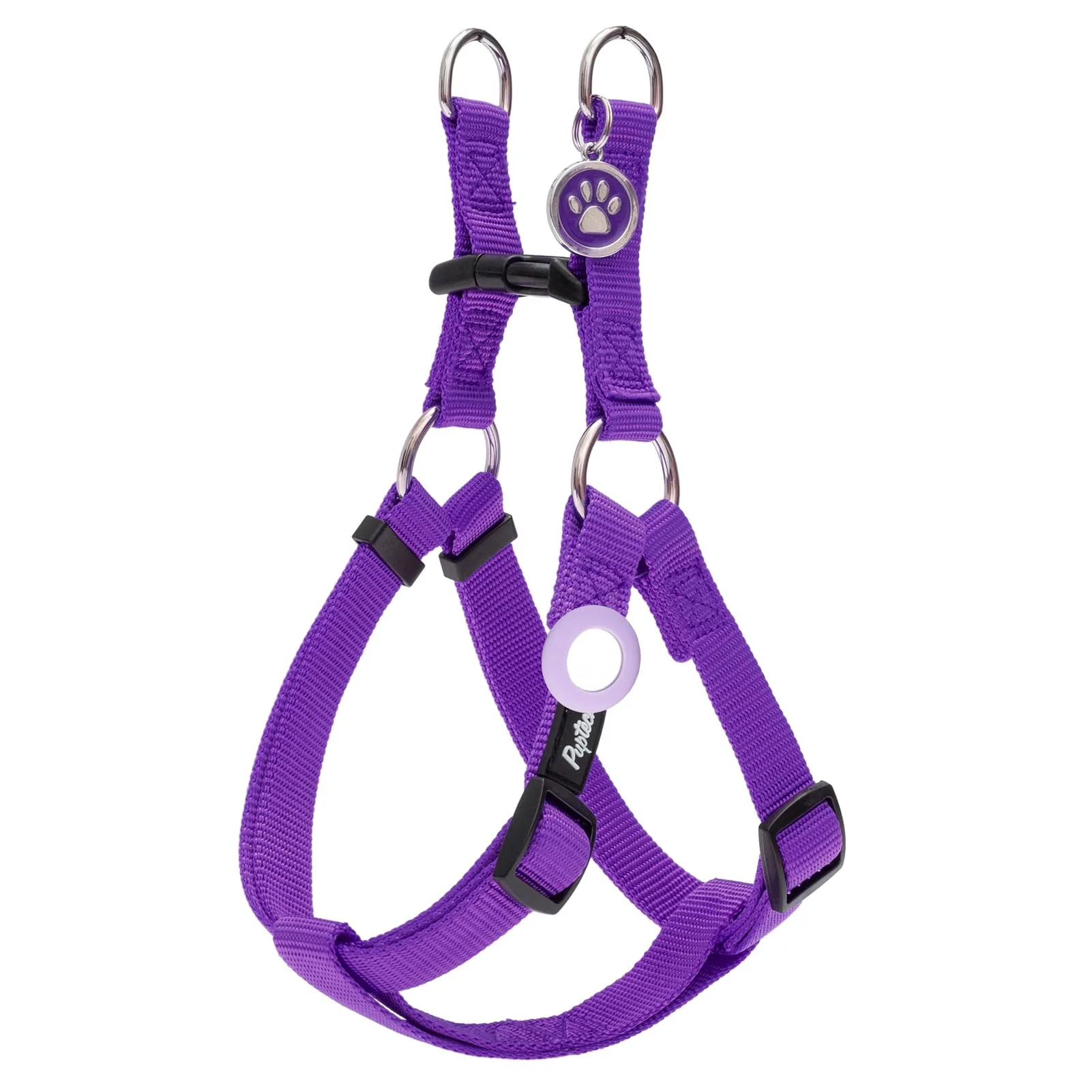 Effective PUPTECK No Pull Dog Harness – Soft Adjustable Step-In Nylon Vest with ID Tag Case Purple M Recyclable