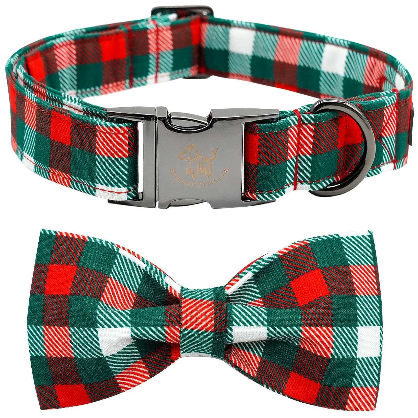 Stylish Elegant Little Tail Plaid Dog Collar with Bow Bowtie for Medium Dogs Pet Gift Excellent