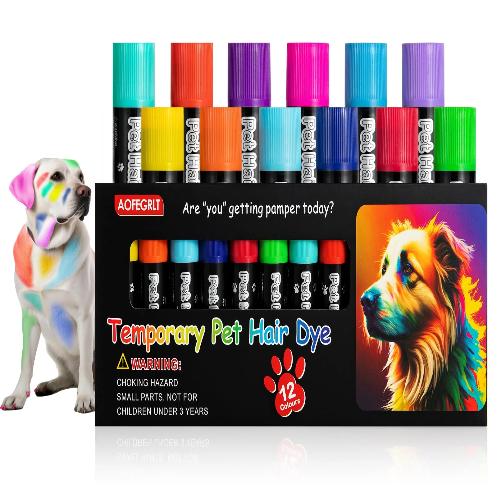 Prestigious AOFEGRLT 12 Pack Dog Hair Color Dye – Temporary Non-Toxic Pet Safe Paint Breathable