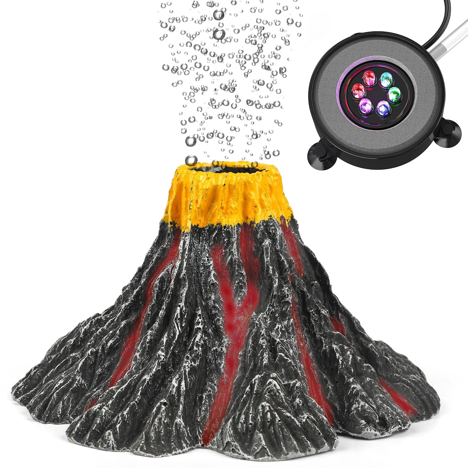 Carefully Designed Uniclife Aquarium Volcano Ornament Kit — istic Resin Decor with LED Lights Fine