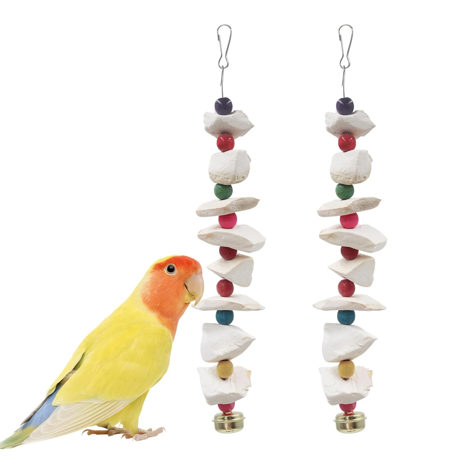 Safe MHLLGN 2 Pack Bird Toys with Cuttlebone — Beak Grinding Stone for Parakeets Small Birds Outstanding