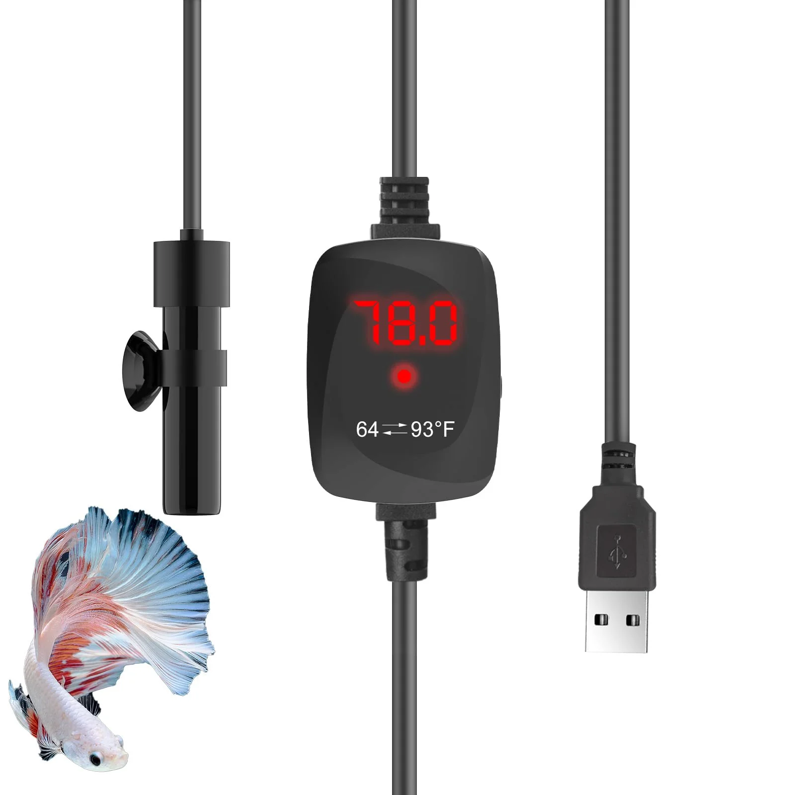 Safe FUMAK Super Mini USB 10W Aquarium Heater – Alumina Ceramic Betta Nano Tank Heater with Digital Display Exceptional