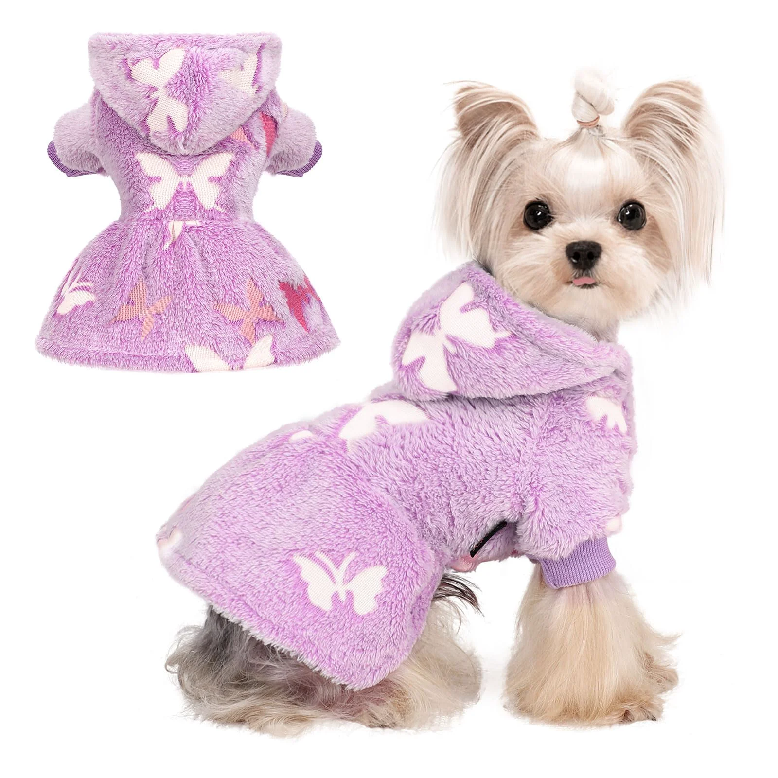 Advanced Kosiyi Glow-in-Dark Butterfly Dog Sweater Small Dogs Fleece Hoodie Enhanced