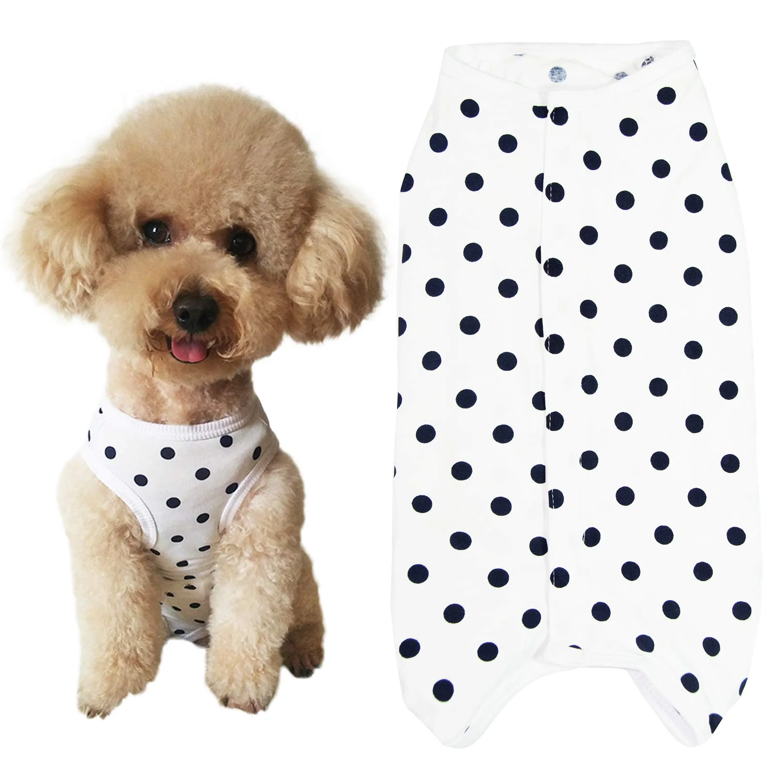 Official Kukaster Pet Dog Recovery Suit Post Surgery Shirt White Spot XXS Solid