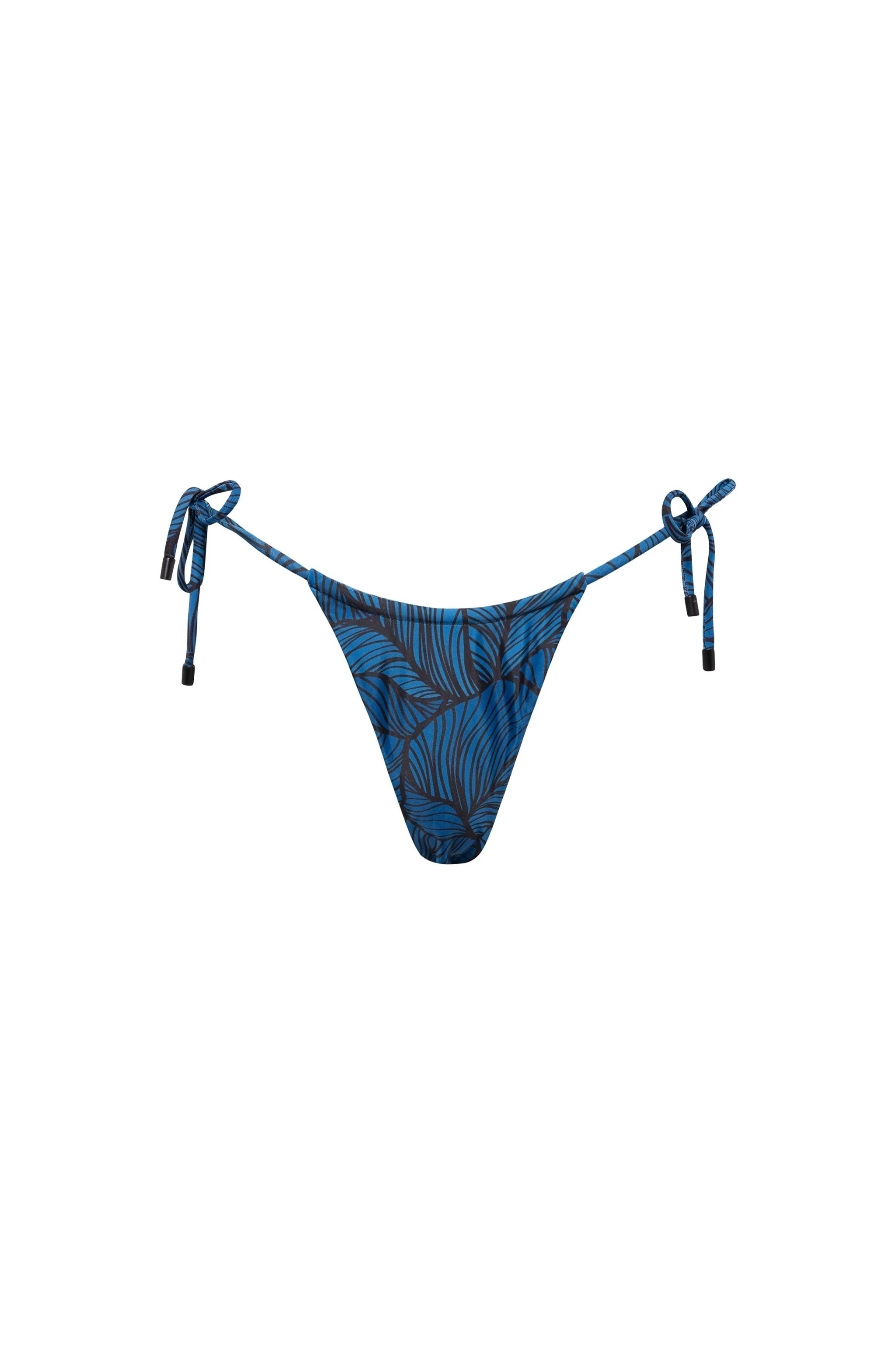 Recyclable Bas de bikini Waikiki à nouer sur les côtés – motif feuilles bleues Quality