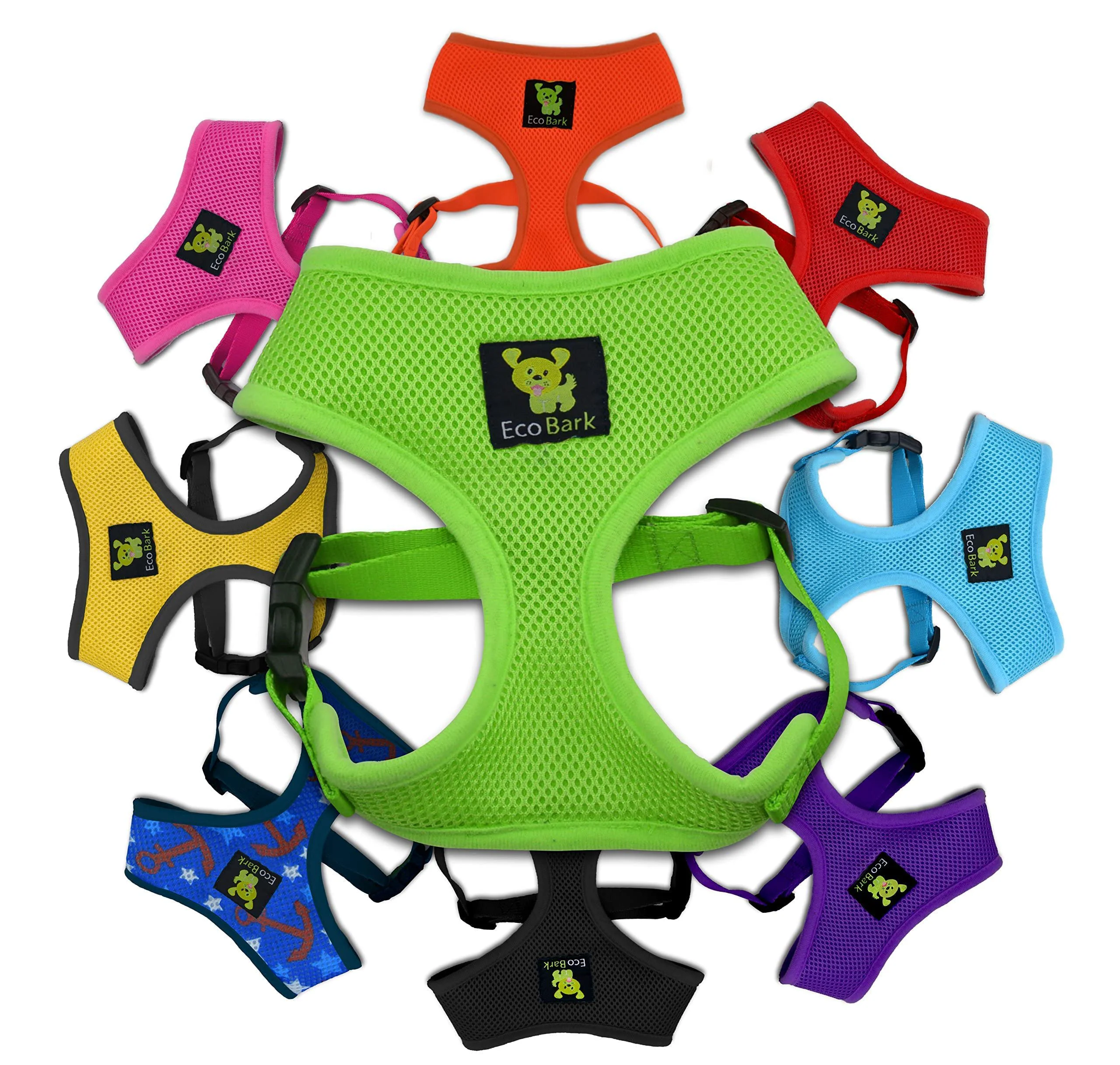 Consistent EcoBark Dog Harness – No Pull No Choke Eco-Friendly Small Medium Dogs Harness in Green Organic