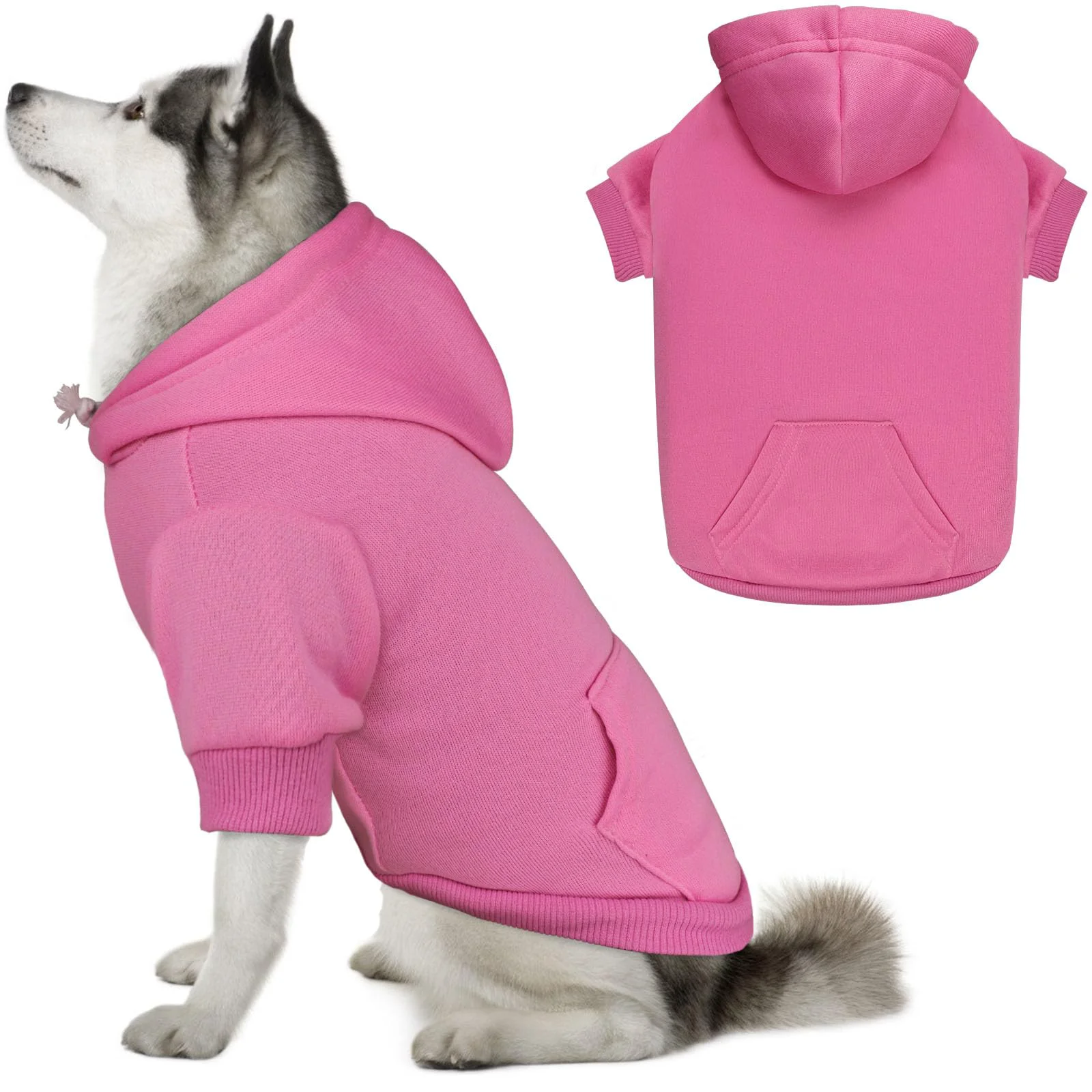 First-Class QDYU Pink XXL Dog Hoodie – Soft Brushed Fleece Sweater with Pocket Stylish